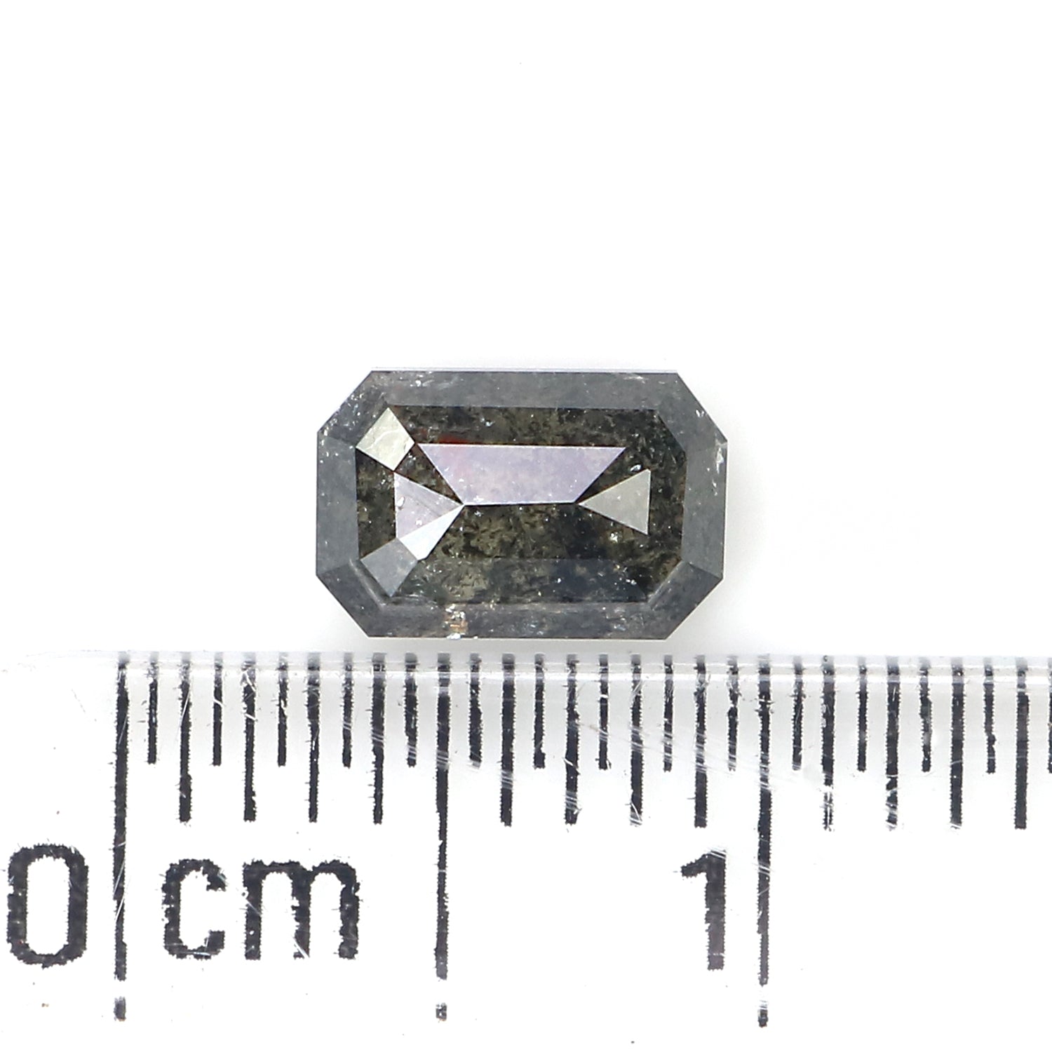 0.77 CT Natural Loose Emerald Shape Diamond Salt And Pepper Emerald Diamond 6.35 MM Natural Black Grey Color Emerald Rose Cut Diamond LQ3179