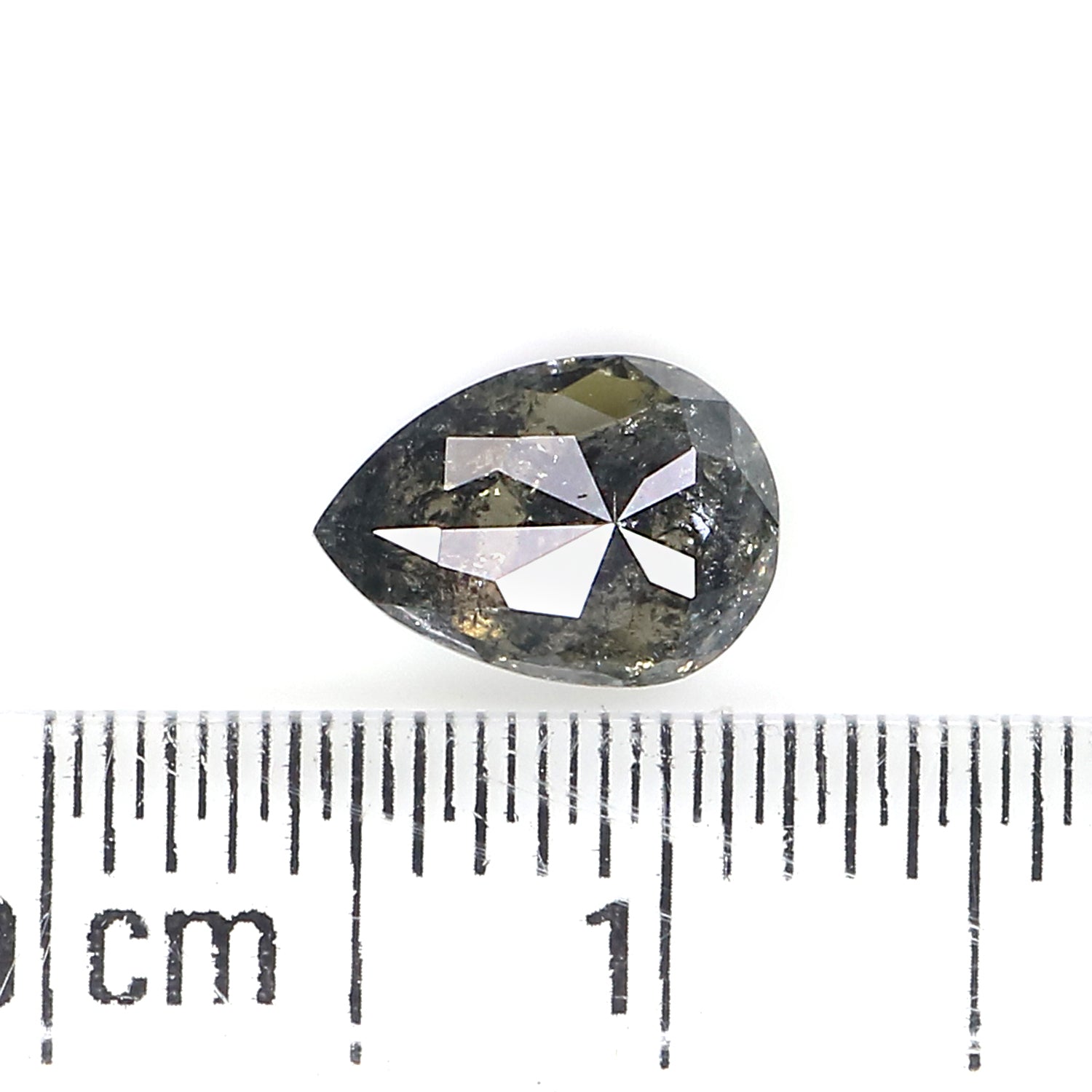 0.97 CT Natural Loose Pear Shape Diamond Salt And Pepper Pear Cut Diamond 7.55 MM Natural Black Grey Color Pear Rose Cut Diamond LQ3195