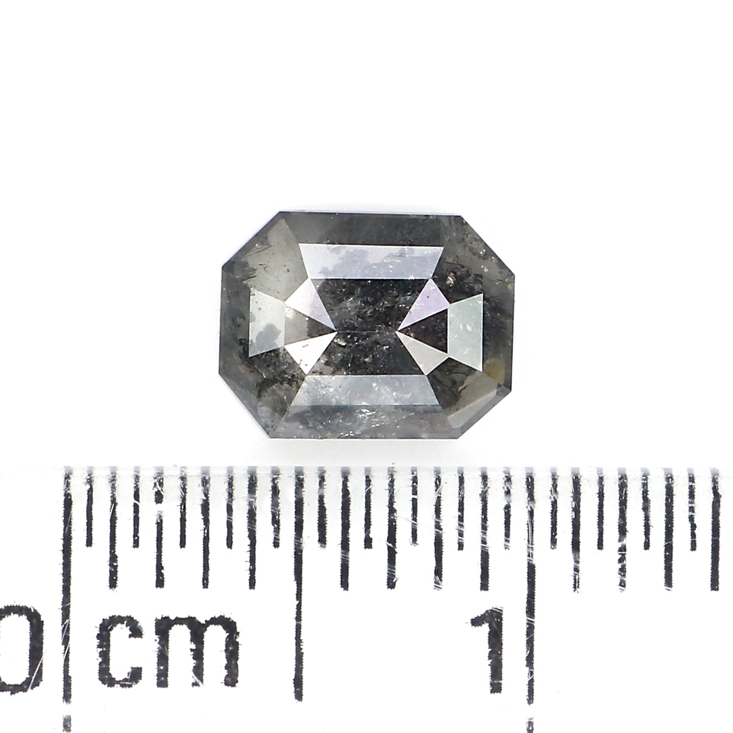 0.67 Ct Natural Loose Emerald Shape Diamond Salt And Pepper Emerald Diamond 6.35 MM Natural Black Grey Color Emerald Rose Cut Diamond LQ3194