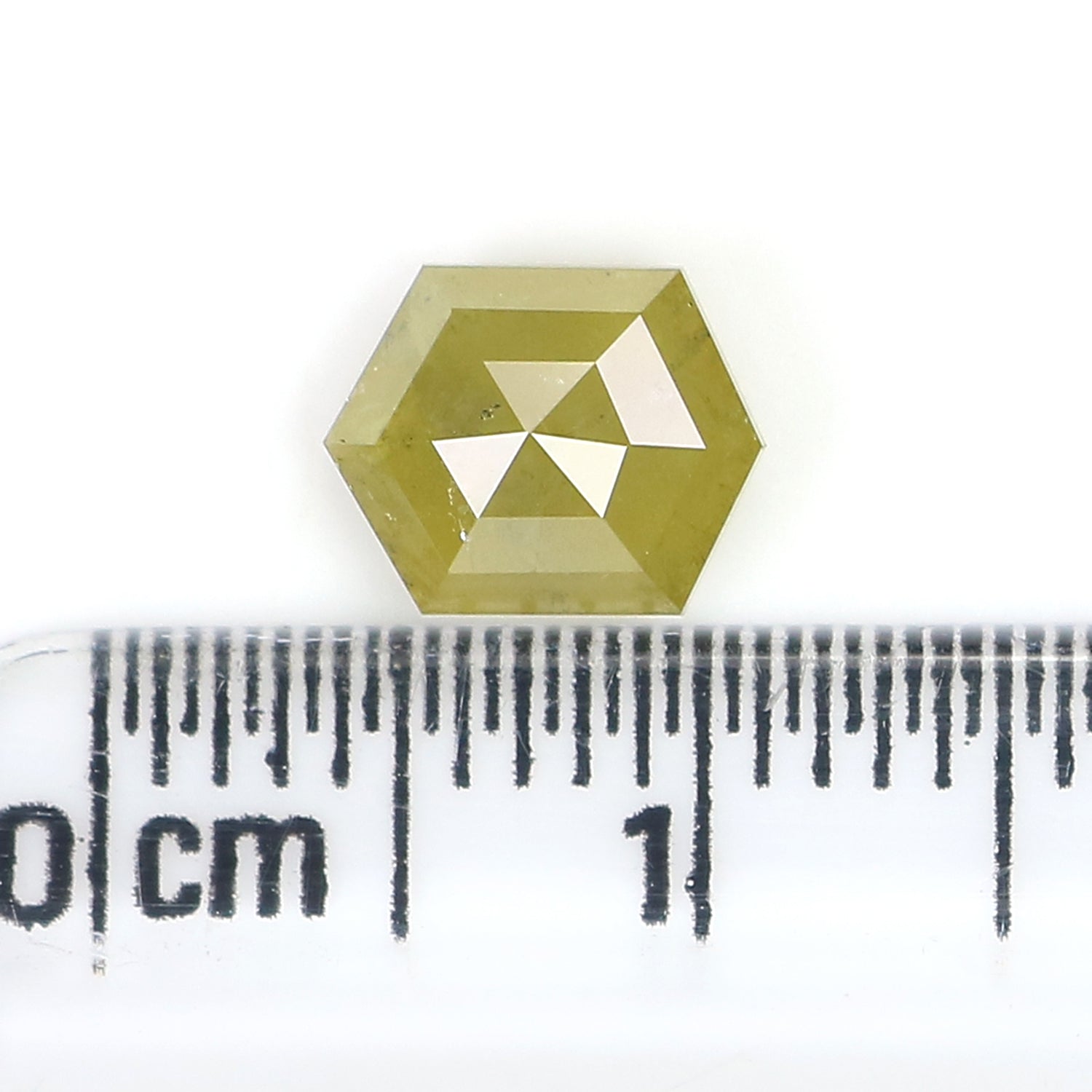 1.31 CT Natural Loose Hexagon Shape Diamond Yellow Color Hexagon Cut Diamond 7.35 MM Natural Green Color Hexagon Rose Cut Diamond KQ2256