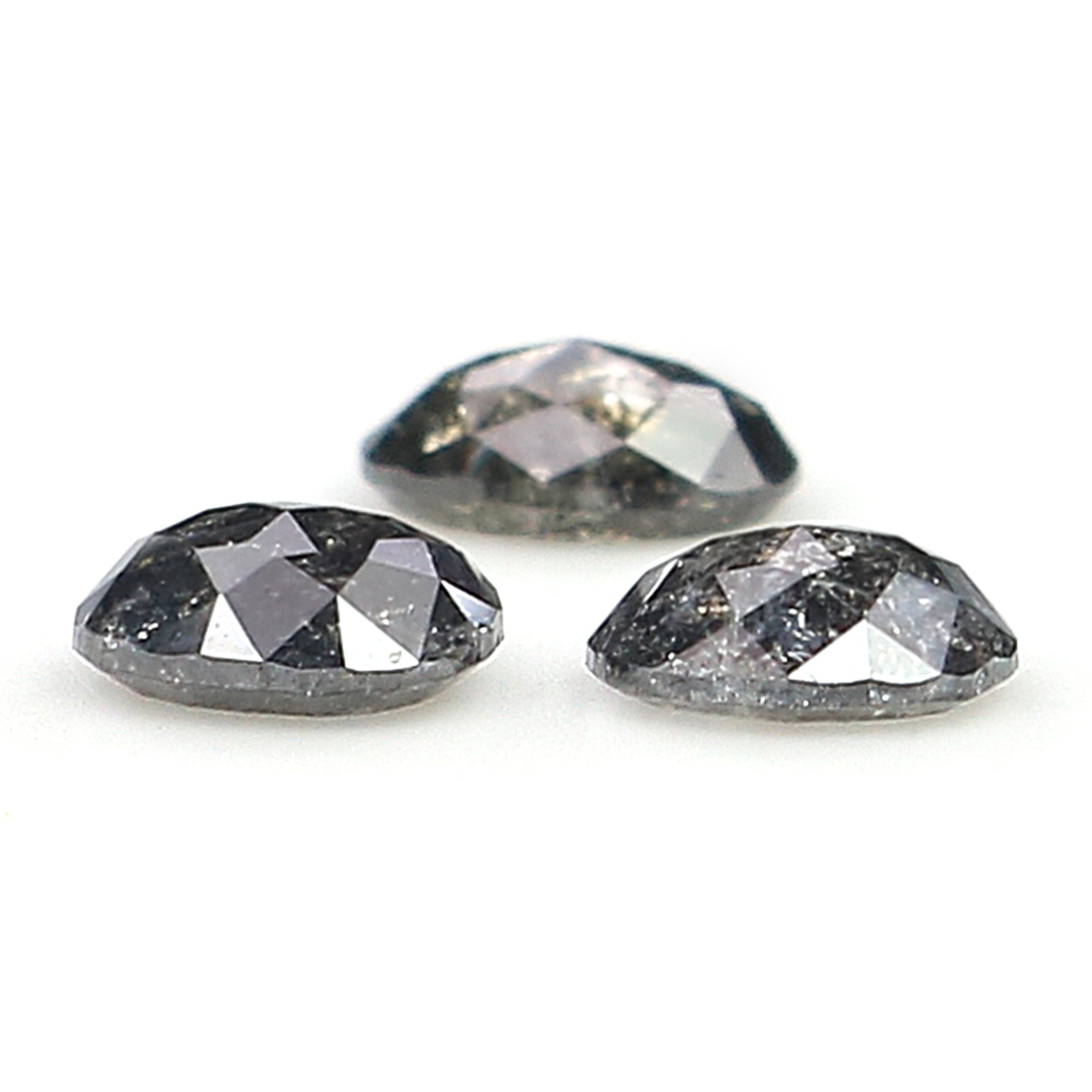 0.58 CT Natural Loose Oval Shape Diamond Salt And Pepper Oval Cut Diamond 4.40 MM Natural Black Grey Color Oval Rose Cut Diamond LQ2756