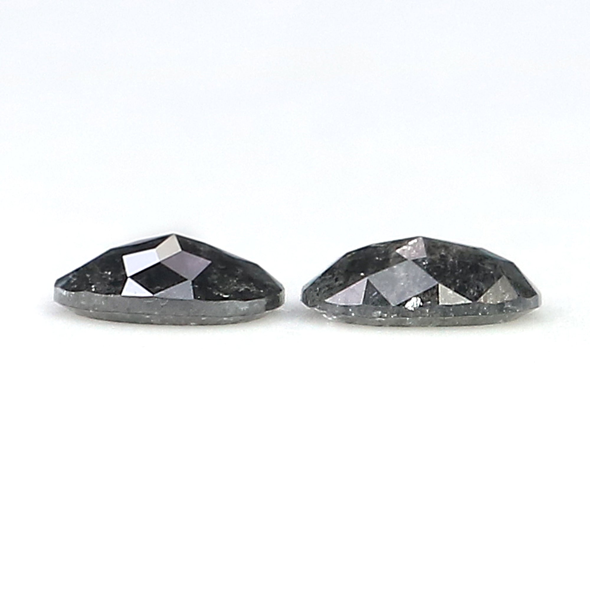 0.38 CT Natural Loose Oval Cut Pair Diamond Salt And Pepper Oval Shape Diamond 4.55 MM Natural Black Grey Color Oval Rose Cut Diamond LQ2758