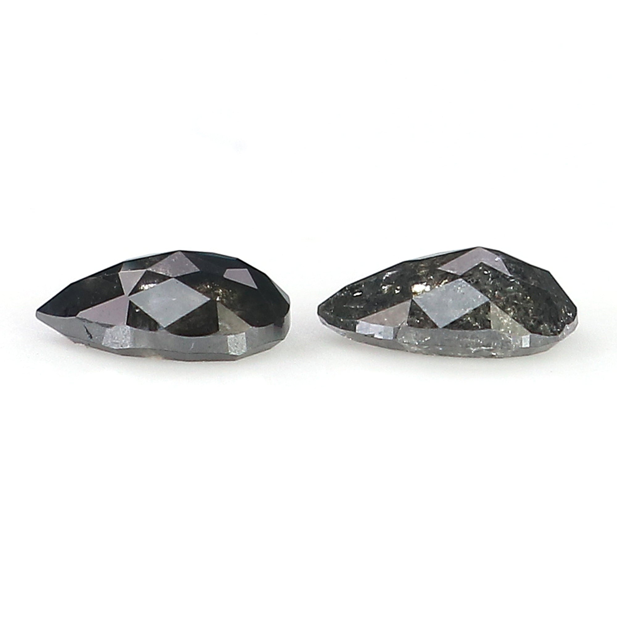 0.67 CT Natural Loose Pear Cut Pair Diamond Salt And Pepper Pear Shape Diamond 5.55 MM Natural Black Grey Color Pear Rose Cut Diamond LQ2455