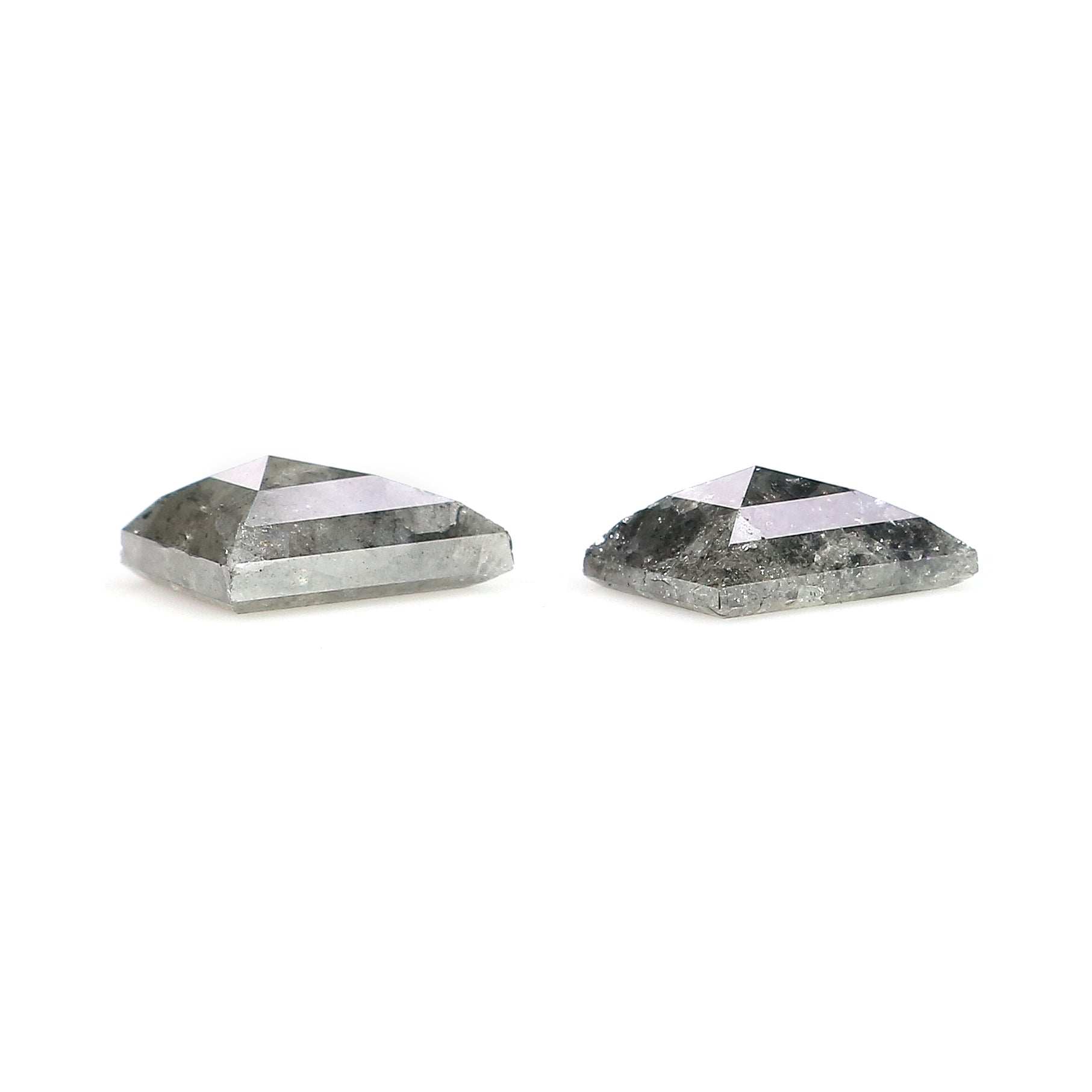 1.37 CT Natural Loose Kite Cut Pair Diamond Salt And Pepper Kite Shape Diamond 7.95 MM Natural Black Grey Color Kite Rose Cut Diamond LQ2145