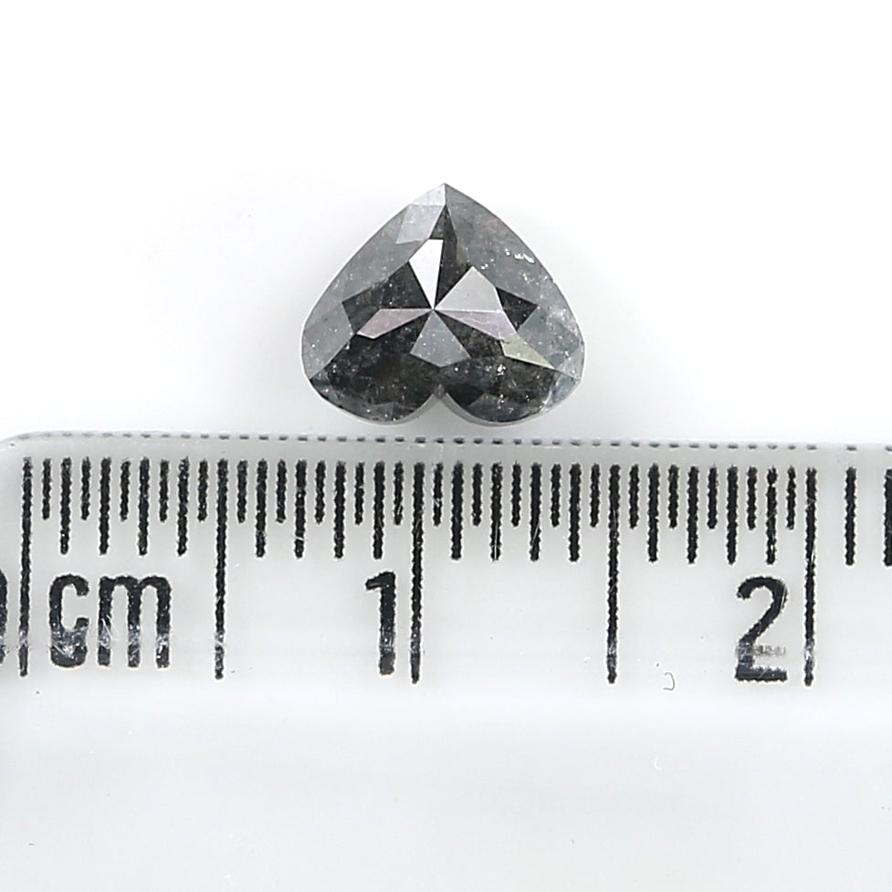 1.39 CT Natural Loose Heart Shape Diamond Salt And Pepper Heart Shape Diamond 6.20 MM Natural Black Grey Color Heart Rose Cut Diamond LQ3038