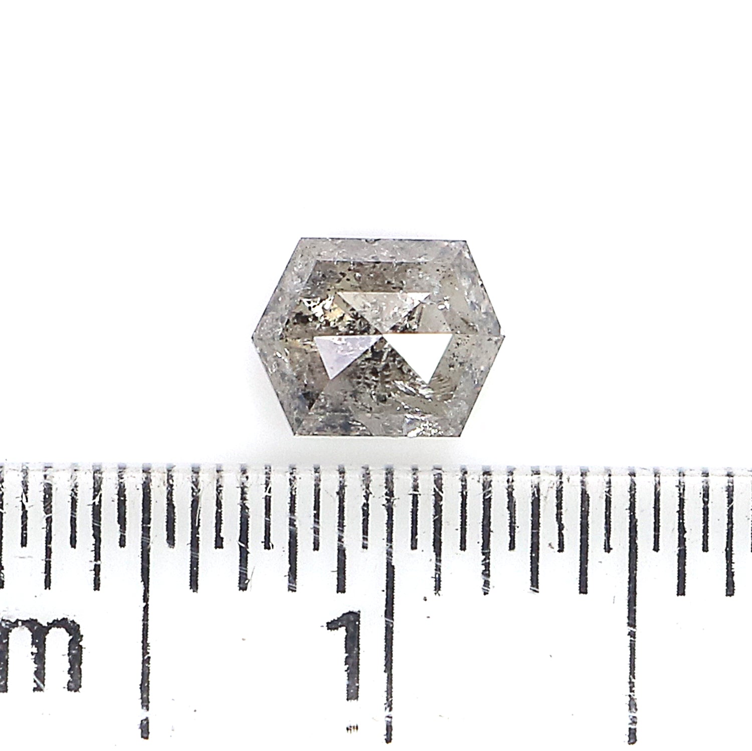 0.49 CT Natural Loose Hexagon Shape Diamond Salt And Pepper Hexagon Diamond 5.25 MM Natural Loose Black Grey Color Hexagon Cut Diamond QL493