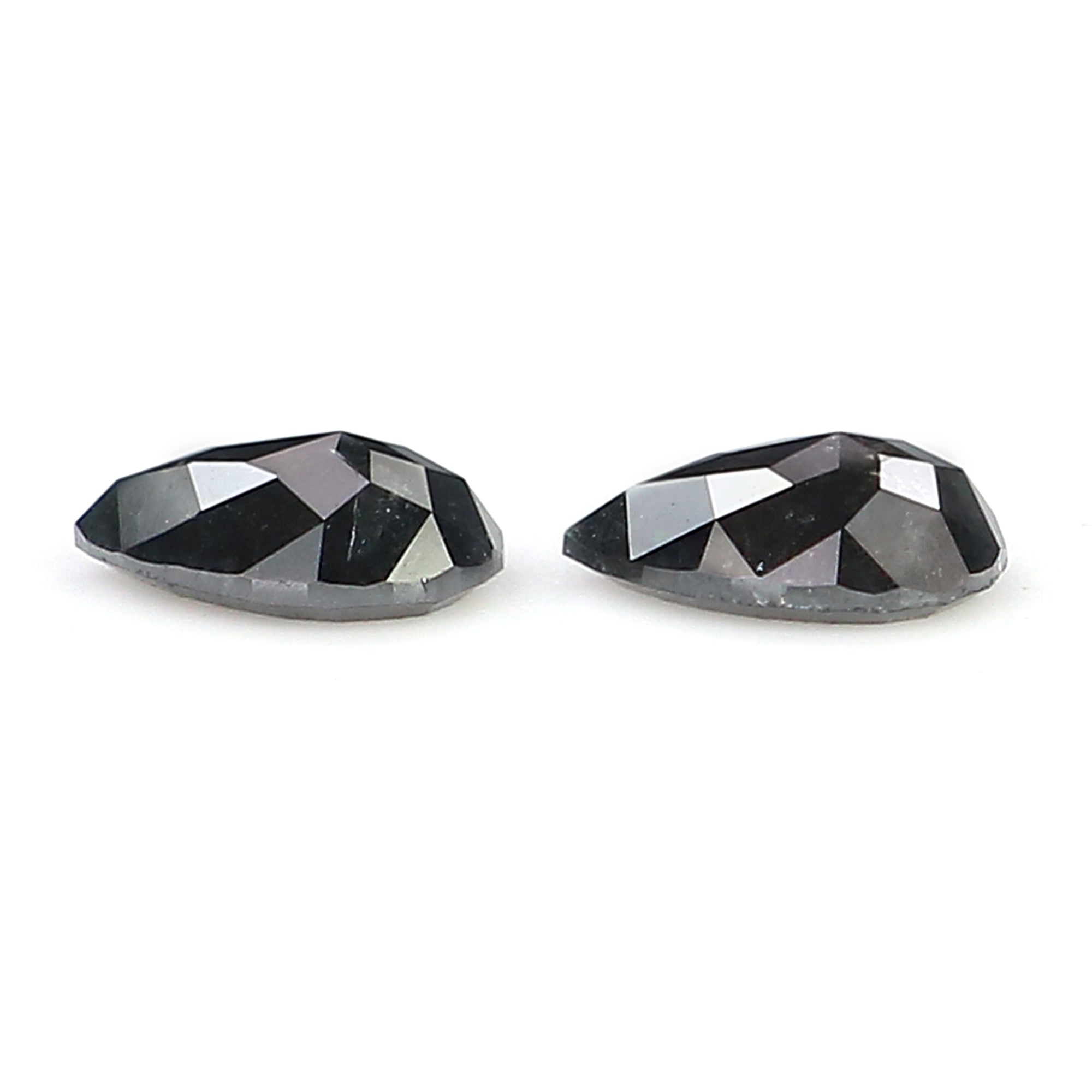 1.91 CT Natural Loose Pear Cut Pair Diamond Salt And Pepper Pear Shape Diamond 5.34 MM Natural Black Grey Color Pear Rose Cut Diamond LQ2447