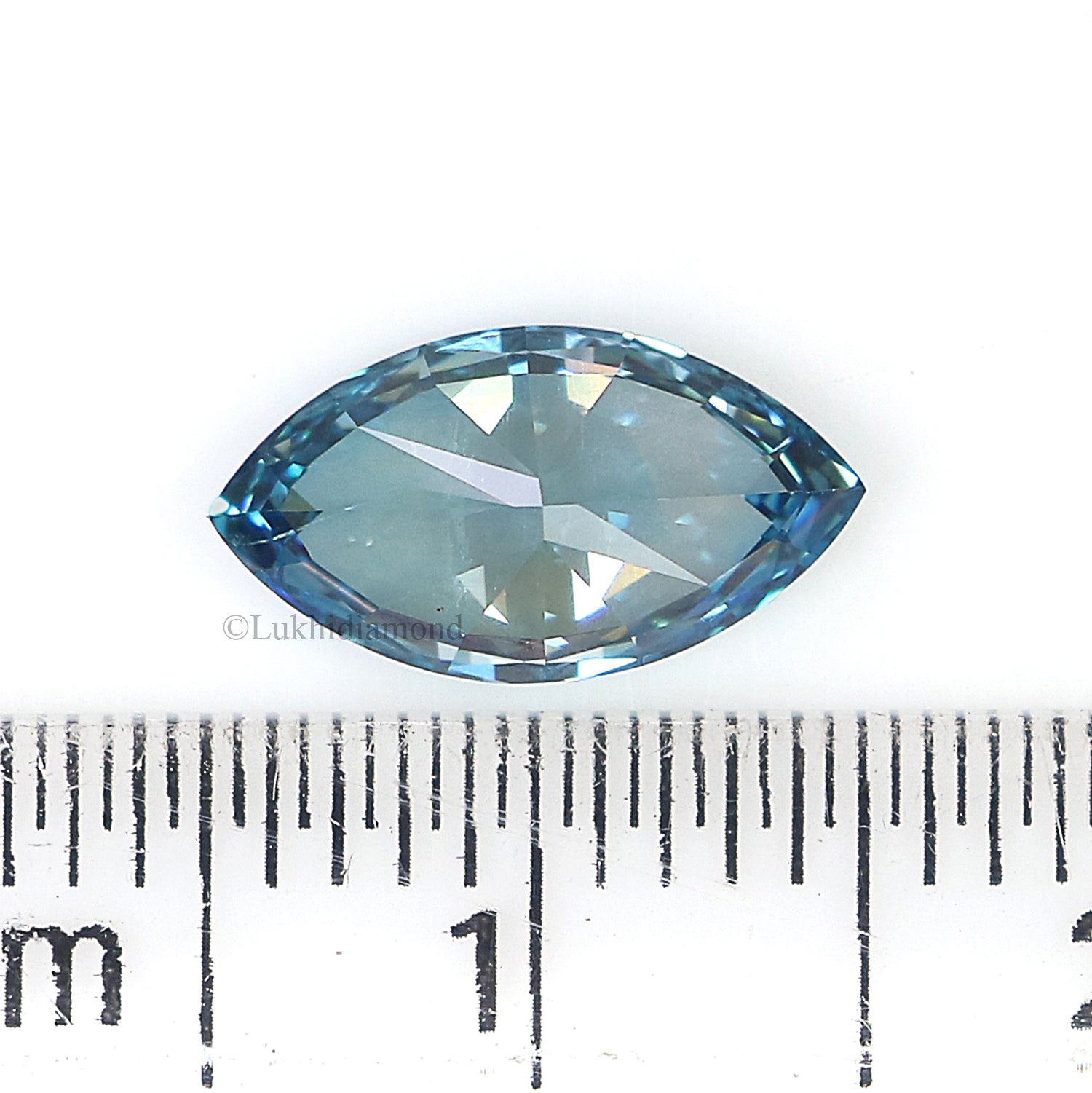 1.11 CT IGI Certified Marquise Modified Brilliant Cut Fancy Vivid Greenish Blue Color SI1 Clarity Diamond CVD Lab Created Diamond L3227