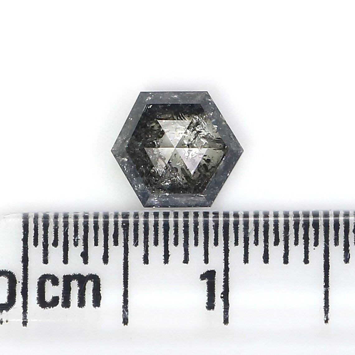 0.84 CT Natural Loose Hexagon Shape Diamond Salt And Pepper Hexagon Cut Diamond 6.70 MM Natural Black Grey Hexagon Rose Cut Diamond LQ2967