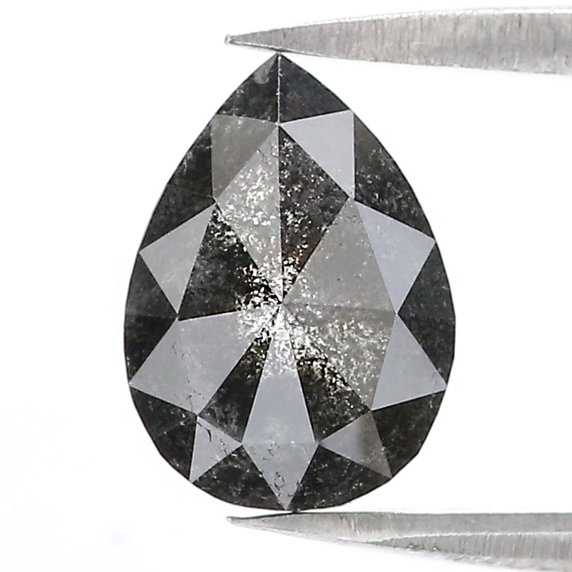 2.34 Ct Natural Loose Pear Shape Diamond Salt And Pepper Pear Diamond 9.55 MM Natural Black Grey Diamond Pear Rose Cut Diamond LC63