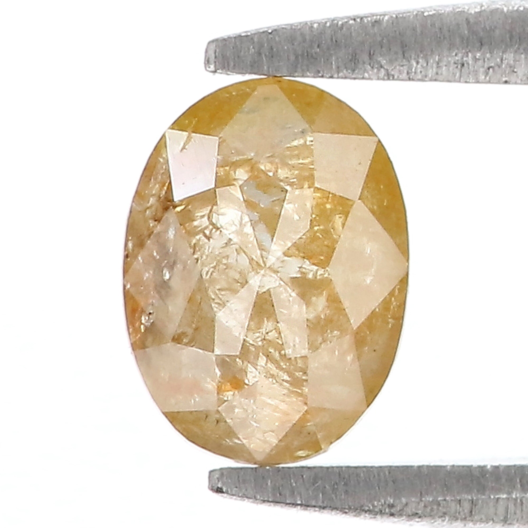 0.69 CT Natural Loose Oval Shape Diamond Yellow Color Oval Cut Diamond 6.45 MM Natural Loose Yellow Diamond Oval Rose Cut Diamond QK2299