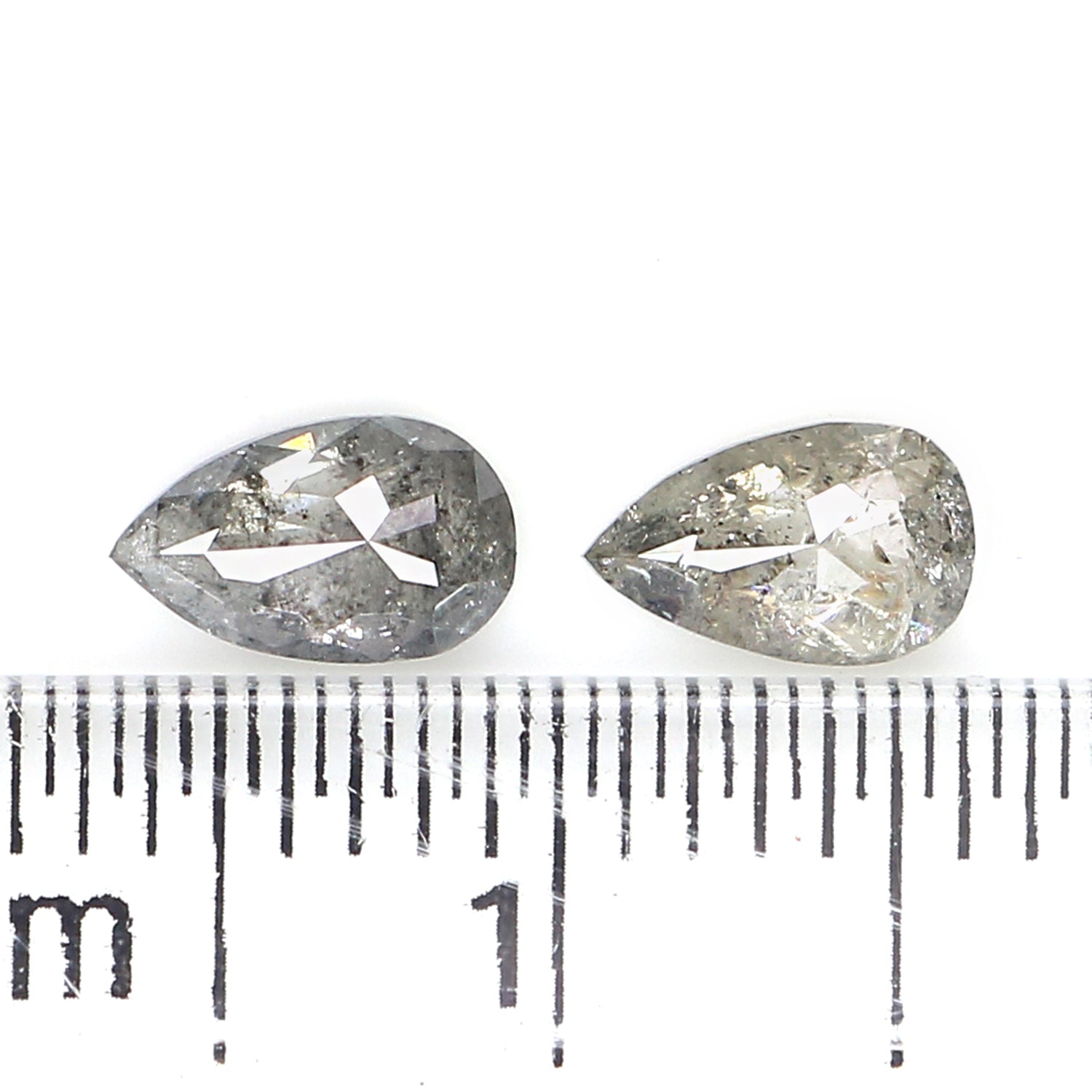 0.69 CT Natural Loose Pear Cut Pair Diamond Salt And Pepper Pear Shape Diamond 5.85 MM Natural Black Grey Color Pear Rose Cut Diamond LQ272