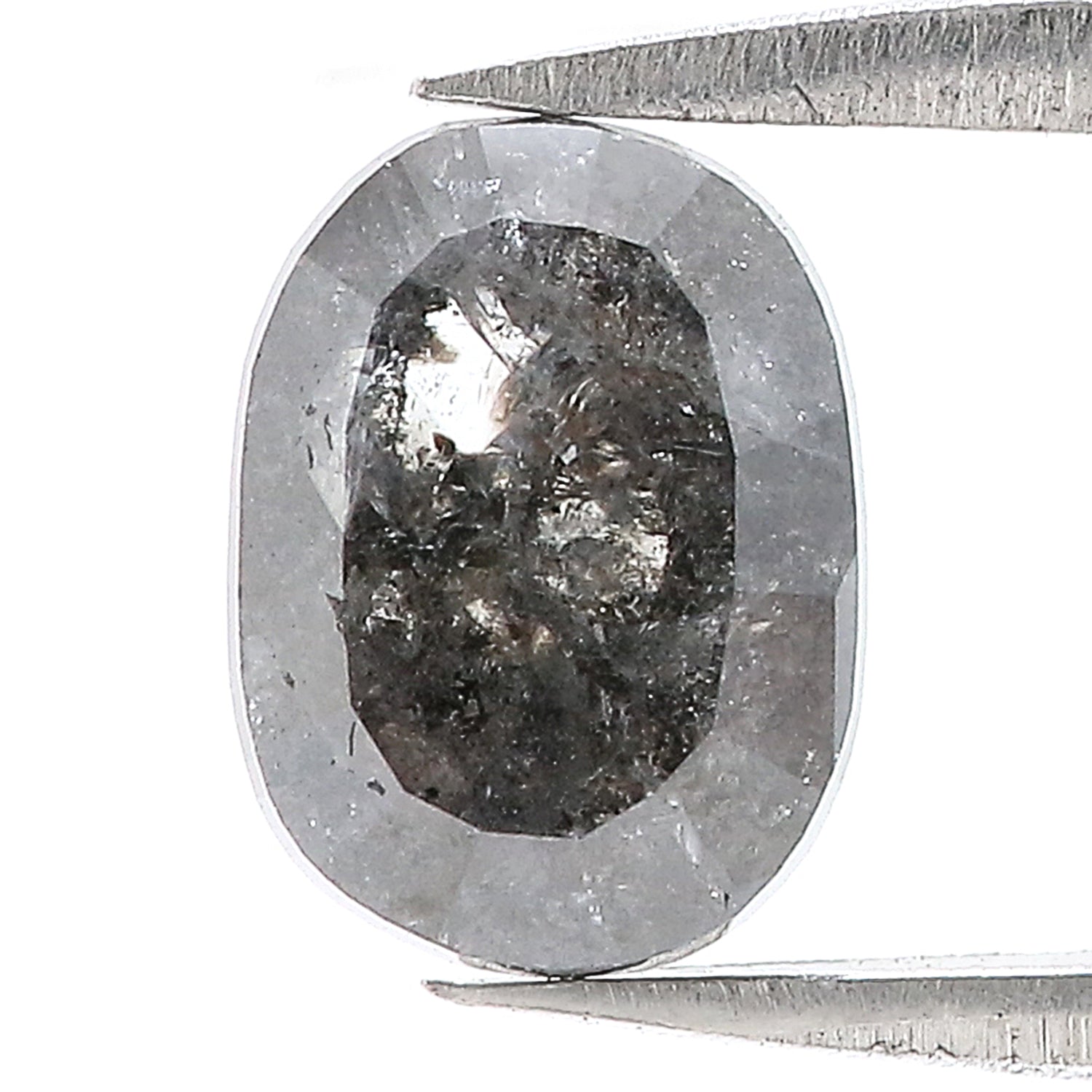 1.51 Ct Natural Loose Oval Shape Diamond Salt And Pepper Oval Diamond 7.45 MM Natural Diamond Black Grey Color Oval Rose Cut Diamond LQ3055