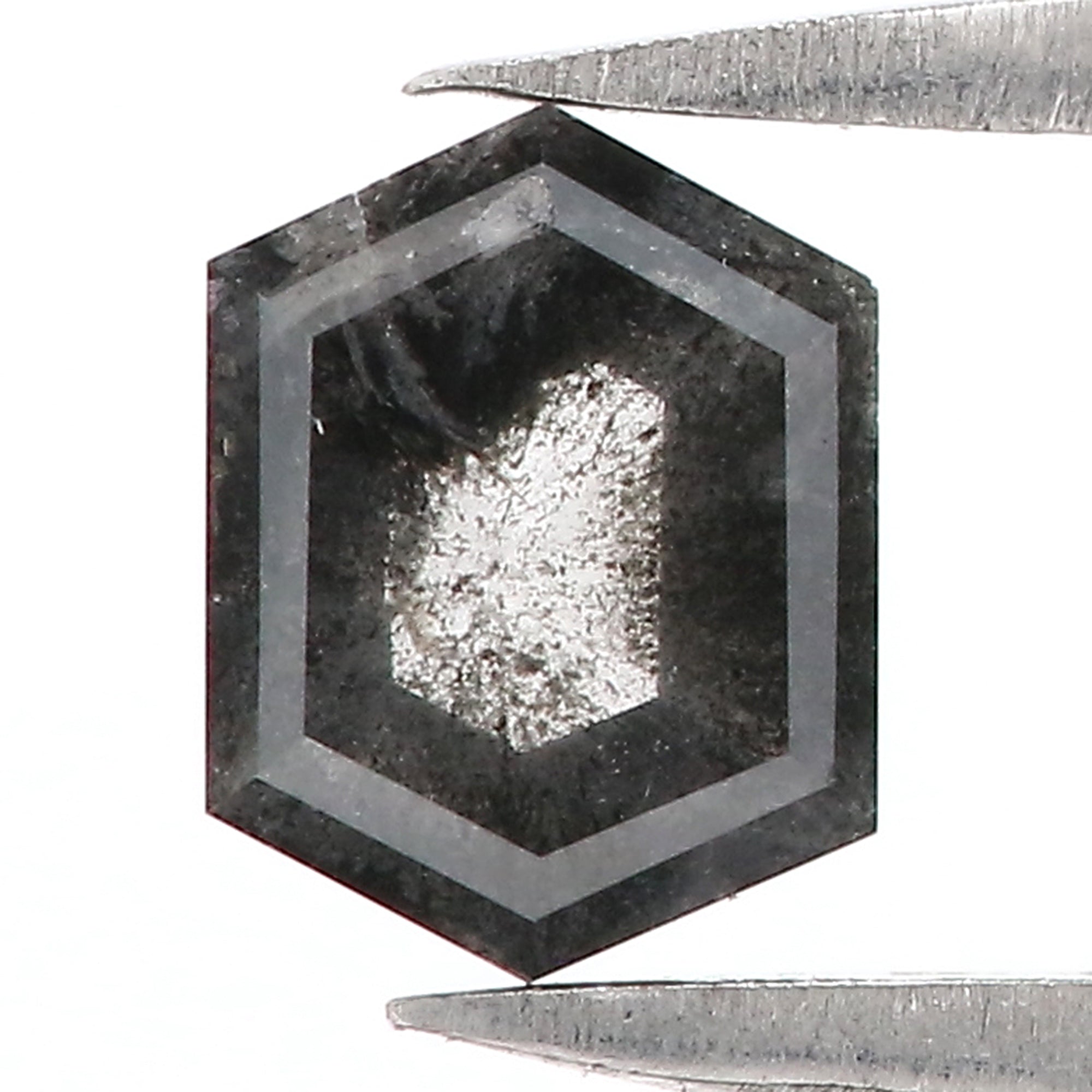 0.74 CT Natural Loose Hexagon Shape Diamond Salt and Pepper Hexagon Cut Diamond 6.30 MM Black Grey Color Hexagon Rose Cut Diamond LQ3180