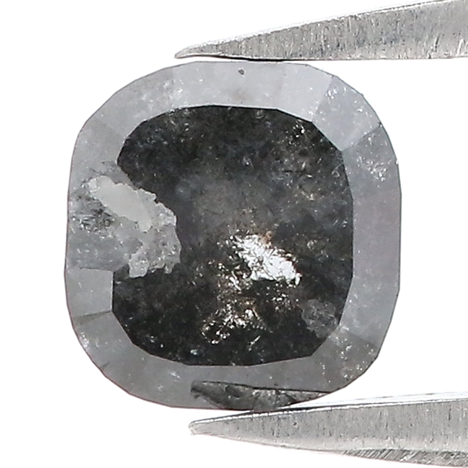 1.00 Ct Natural Loose Cushion Shape Diamond Salt And Pepper Diamond 5.75 MM Natural Diamond Black Grey Color Cushion Rose Cut Diamond LQ3056