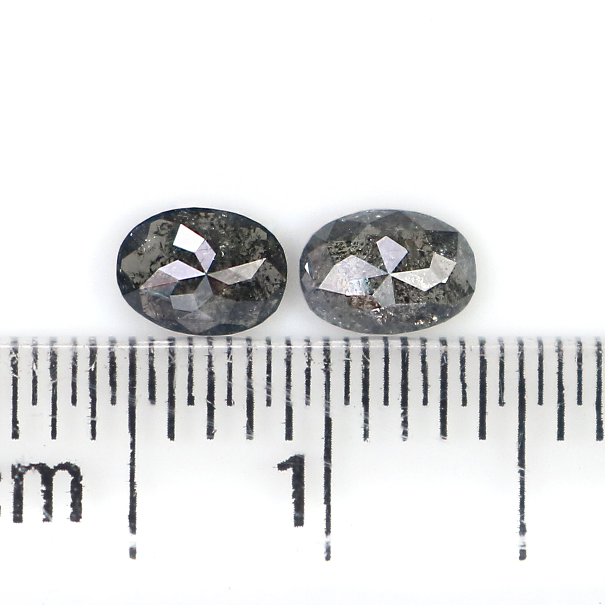 0.38 CT Natural Loose Oval Cut Pair Diamond Salt And Pepper Oval Shape Diamond 4.55 MM Natural Black Grey Color Oval Rose Cut Diamond LQ2758