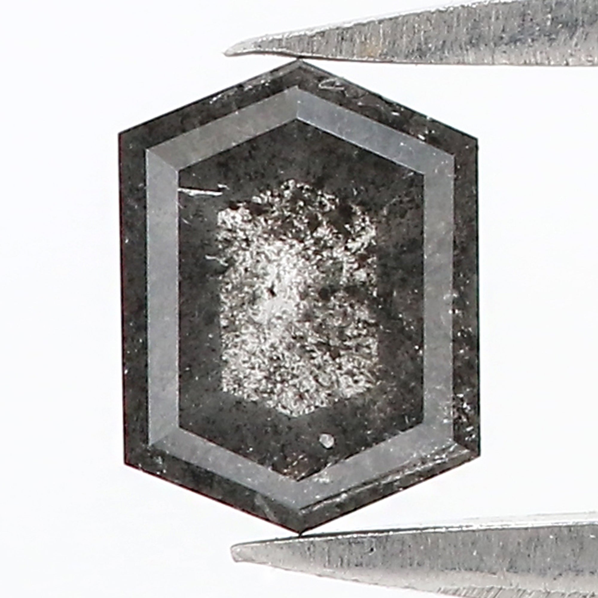 0.59 CT Natural Loose Hexagon Cut Diamond Salt And Pepper Hexagon Diamond 5.85 MM Natural Loose Black Grey Color Hexagon Cut Diamond QL935