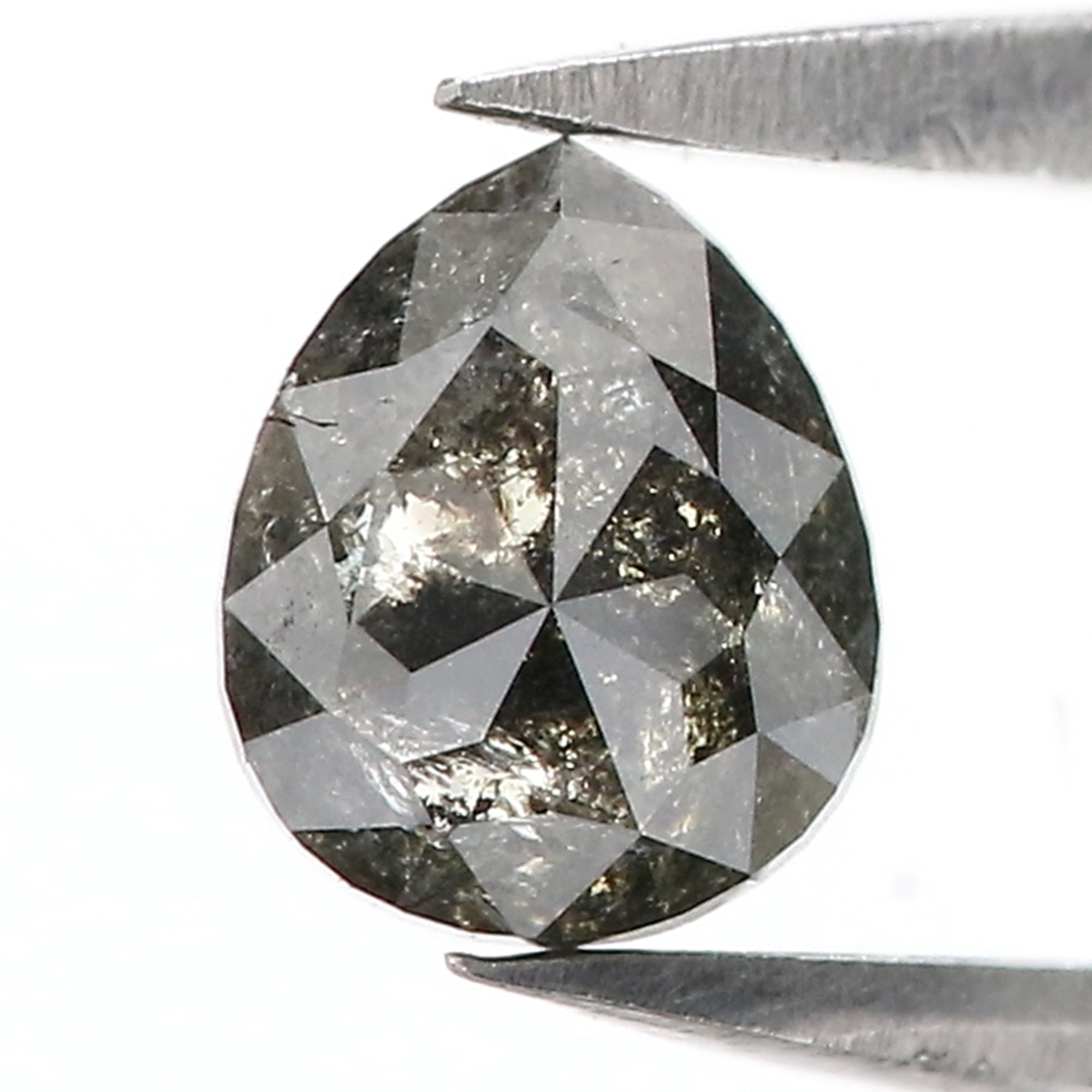 0.72 CT Natural Loose Pear Shape Diamond Salt And Pepper Pear Cut Diamond 5.95 MM Natural Loose Black Grey Pear Rose Cut Diamond LQ3086