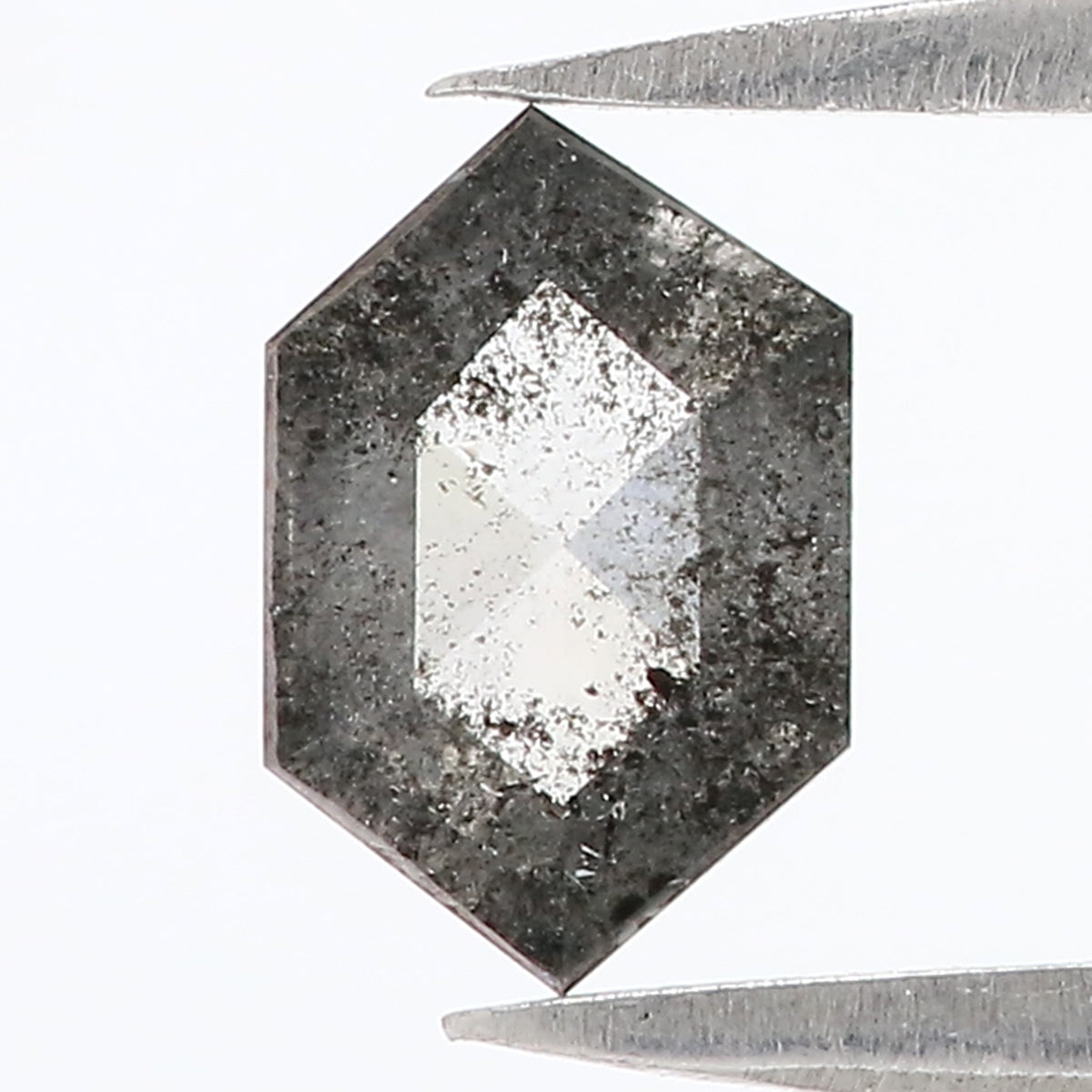 0.46 CT Natural Loose Hexagon Shape Diamond Salt And Pepper Hexagon Cut Diamond 7.50 MM Natural Black Grey Hexagon Rose Cut Diamond QL3132