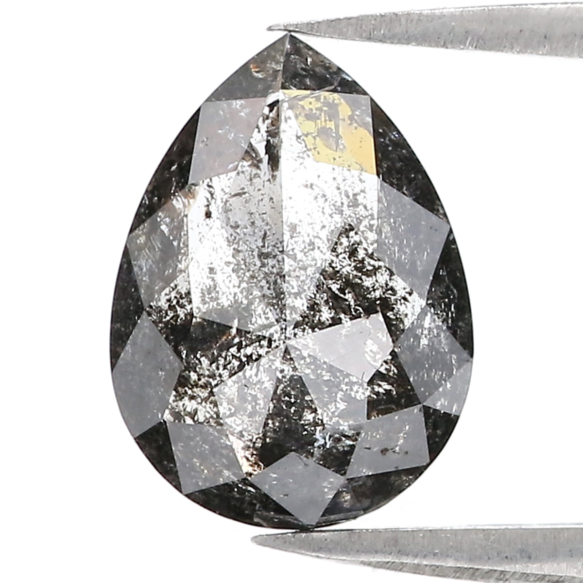 2.71 CT Natural Loose Pear Shape Diamond Salt And Pepper Pear Cut Diamond 11.55 MM Natural Black Grey Color Pear Shape Rose Cut Diamond LC49