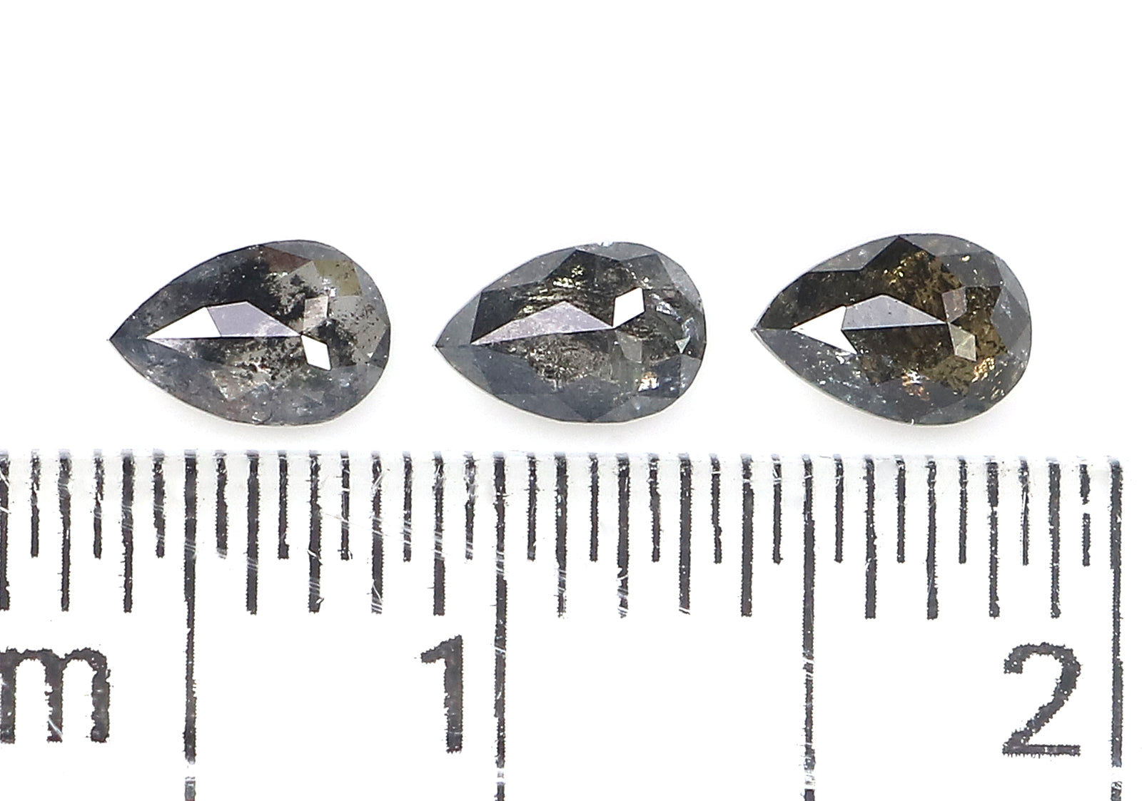 0.49 CT Natural Loose Pear Shape Diamond Salt And Pepper Pear Diamond 4.45 MM Natural Loose Black Grey Color Pear Rose Cut Diamond LQ2829