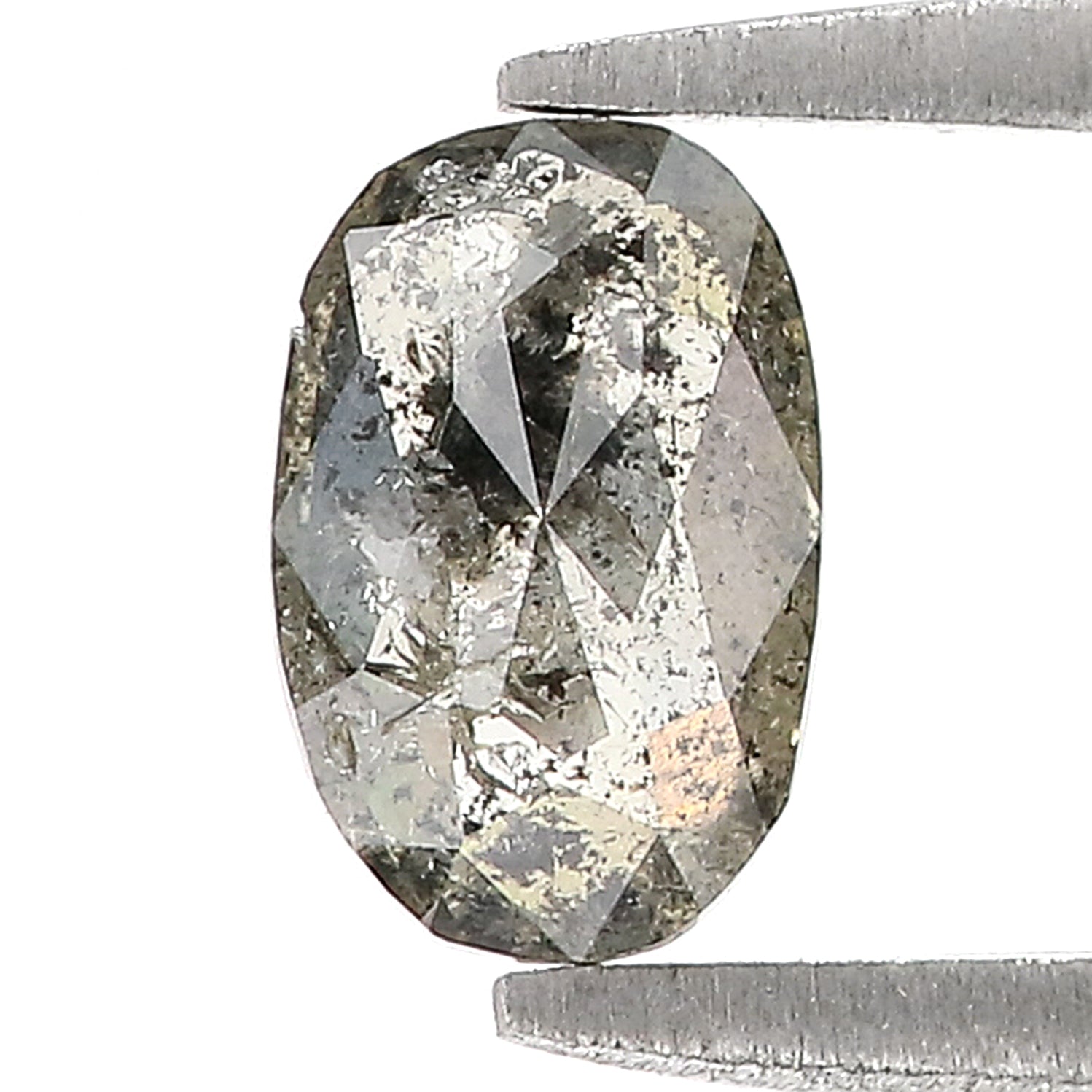 Natural Loose Oval Salt And Pepper Diamond Black Grey Color 0.67 CT 6.95 MM Oval Shape Rose Cut Diamond KR2272