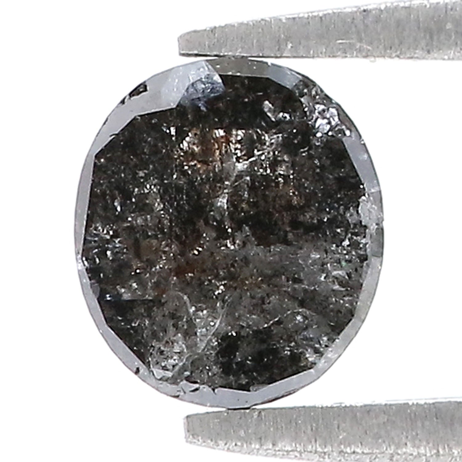 1.19 Ct Natural Loose Oval Shape Diamond Black Grey Color Oval Cut Diamond 6.70 MM Natural Loose Salt and Pepper Oval Shape Diamond QK2055