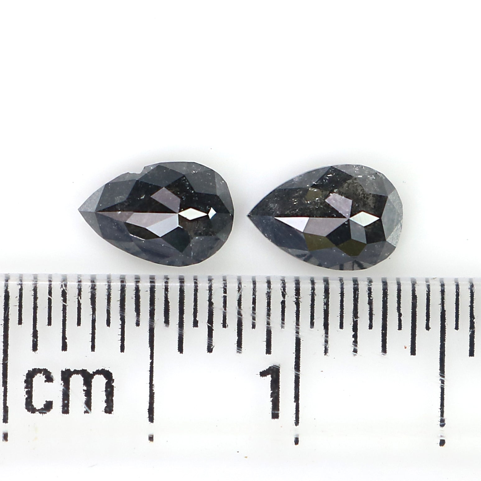 1.91 CT Natural Loose Pear Cut Pair Diamond Salt And Pepper Pear Shape Diamond 5.34 MM Natural Black Grey Color Pear Rose Cut Diamond LQ2447