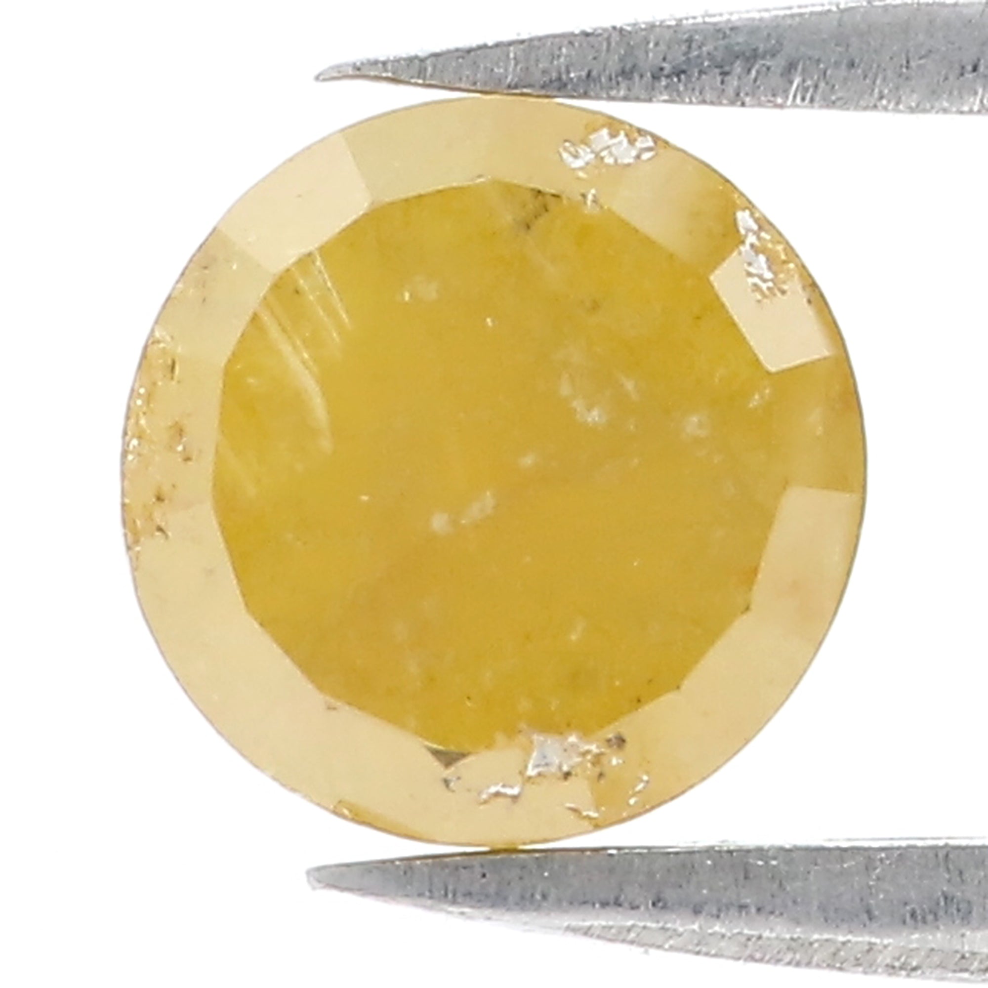 1.86 CT Natural Loose Round Rose Cut Diamond Yellow Color Round Shape Diamond 7.40 MM Natural Yellow Color Round Rose Cut Diamond KQ1994