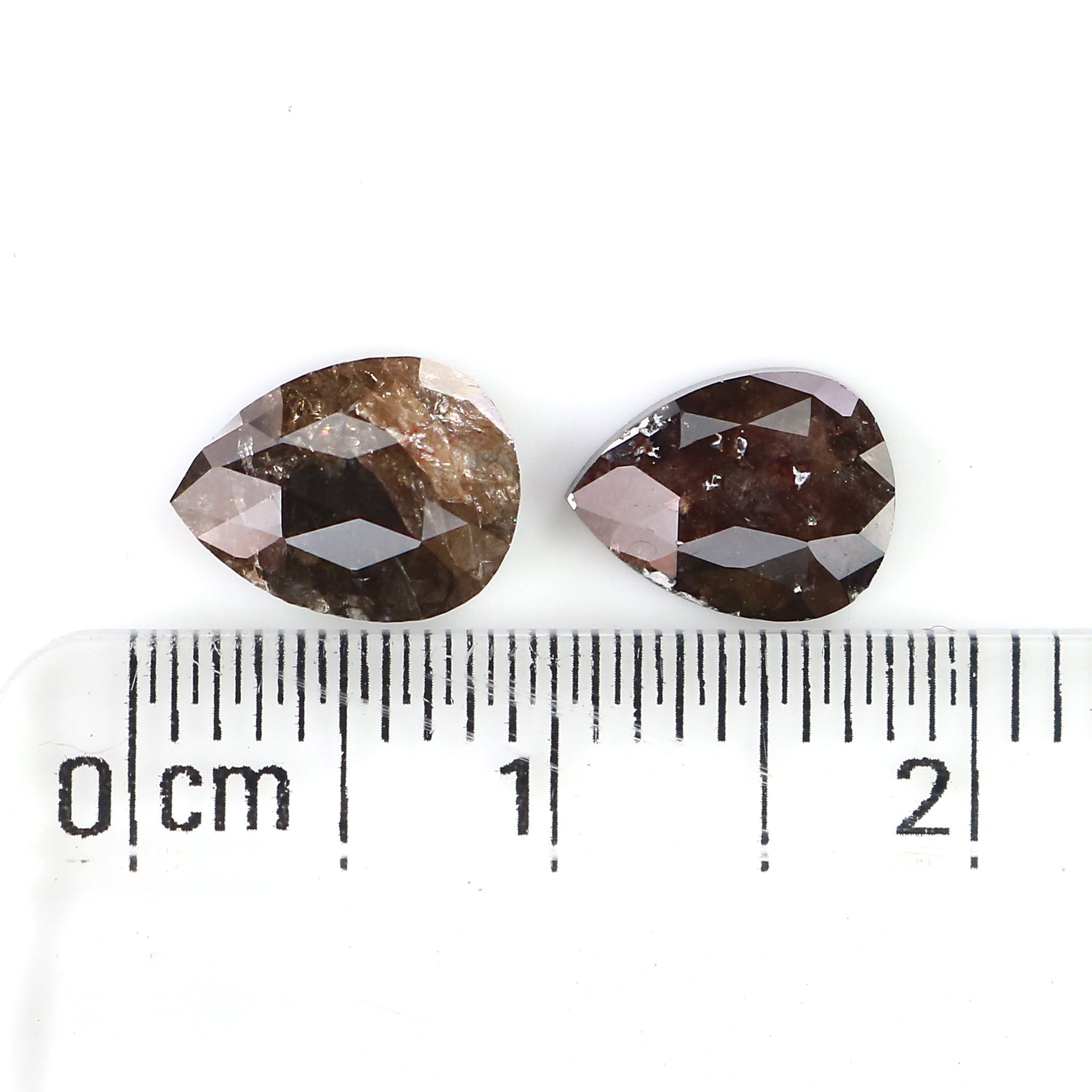 2.20 CT Natural Loose Pear Cut Pair Diamond Brown Color Pear Shape Diamond 8.30 MM Natural Loose Brown Color Pear Rose Cut Diamond LQ3171