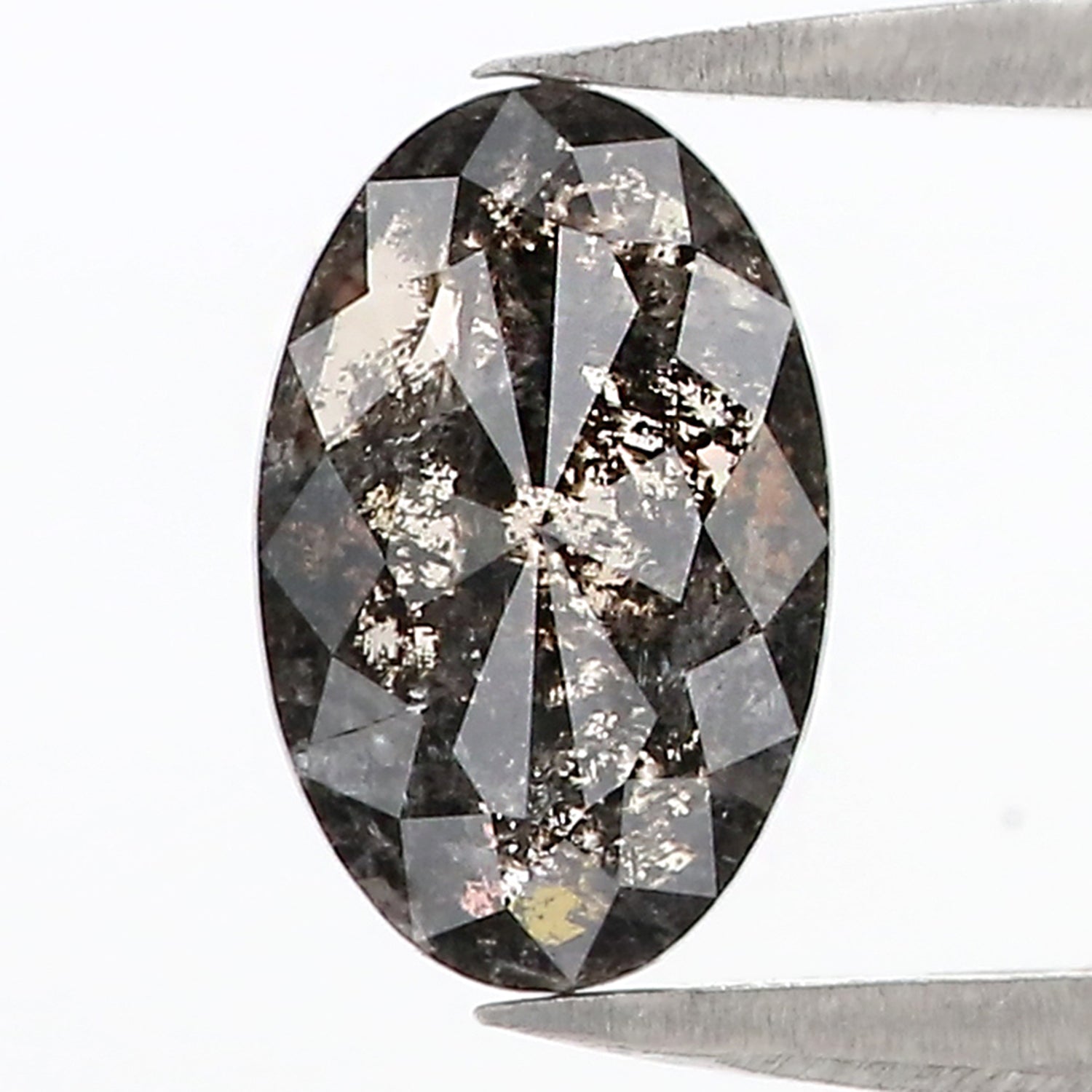 1.50 Ct Natural Loose Oval Shape Diamond Salt And Pepper Oval Cut Diamond 9.45 MM Natural Black Grey Color Oval Rose Cut Diamond LQ3192