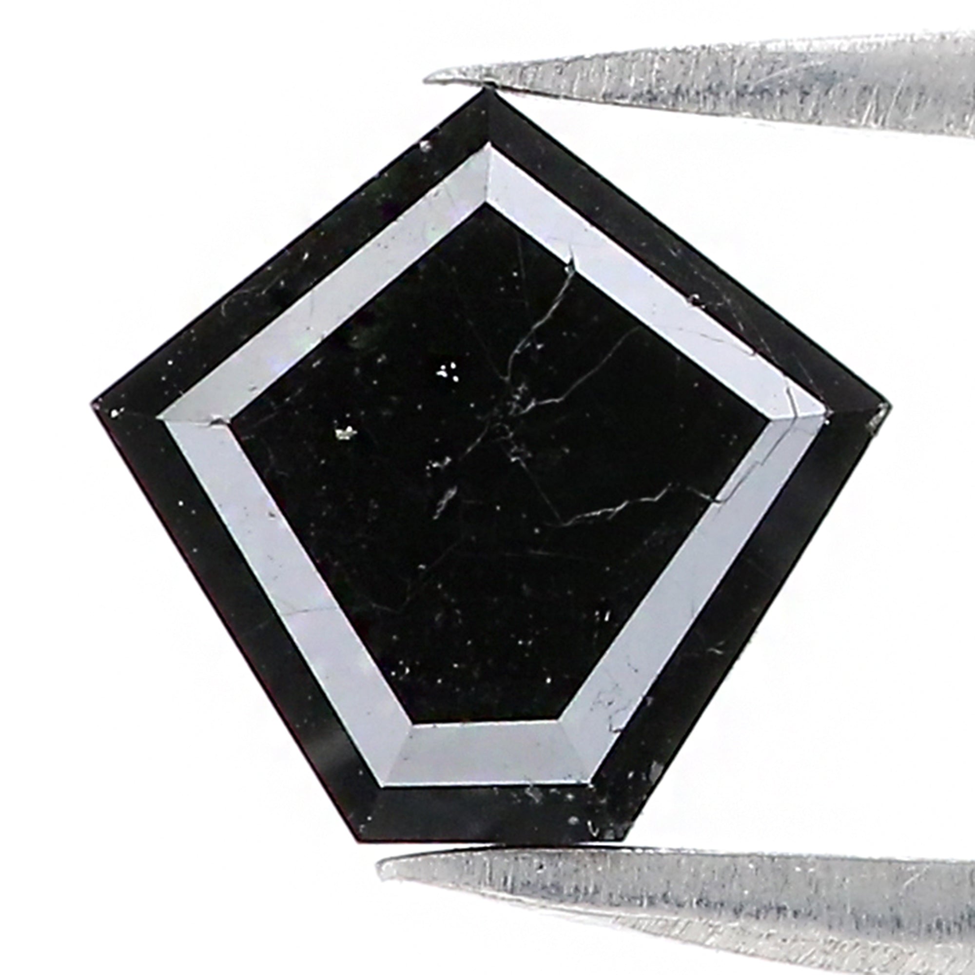 1.41 CT Natural Loose Pentagon Shape Diamond Black Color Pentagon Diamond 8.05 MM Natural Loose Black Color Pentagon Rose Cut Diamond KQ2245