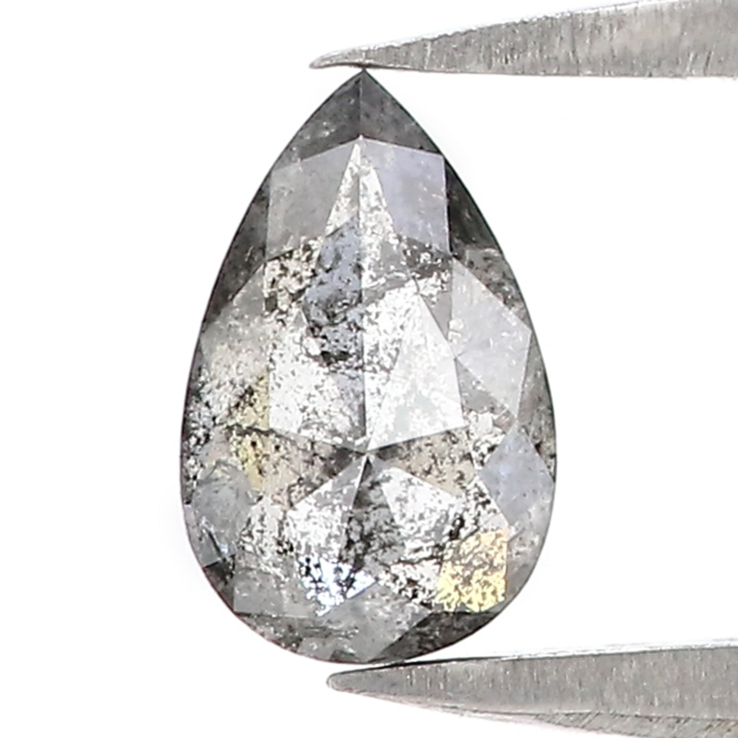 0.70 CT Natural Loose Pear Shape Diamond Salt And Pepper Pear Cut Diamond 7.25 MM Natural Black Grey Color Pear Rose Cut Diamond LQ3183