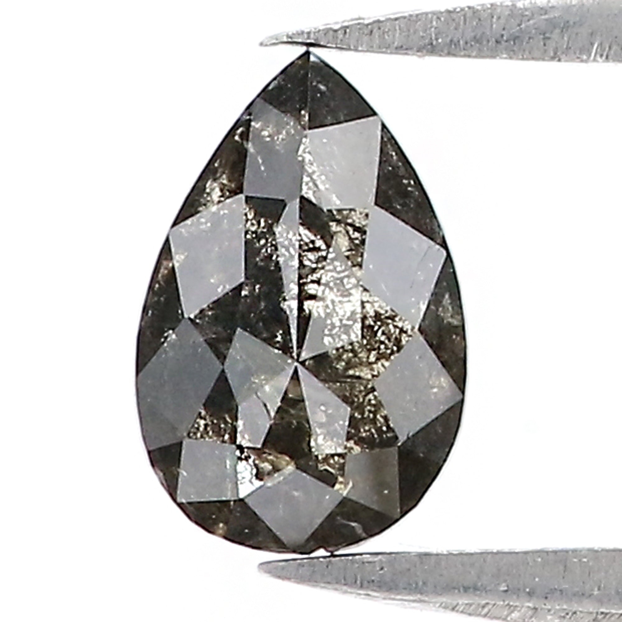 0.73 CT Natural Loose Pear Shape Diamond Salt And Pepper Pear Rose Cut Diamond 7.10 MM Black Grey Color Pear Shape Rose Cut Diamond QL1025