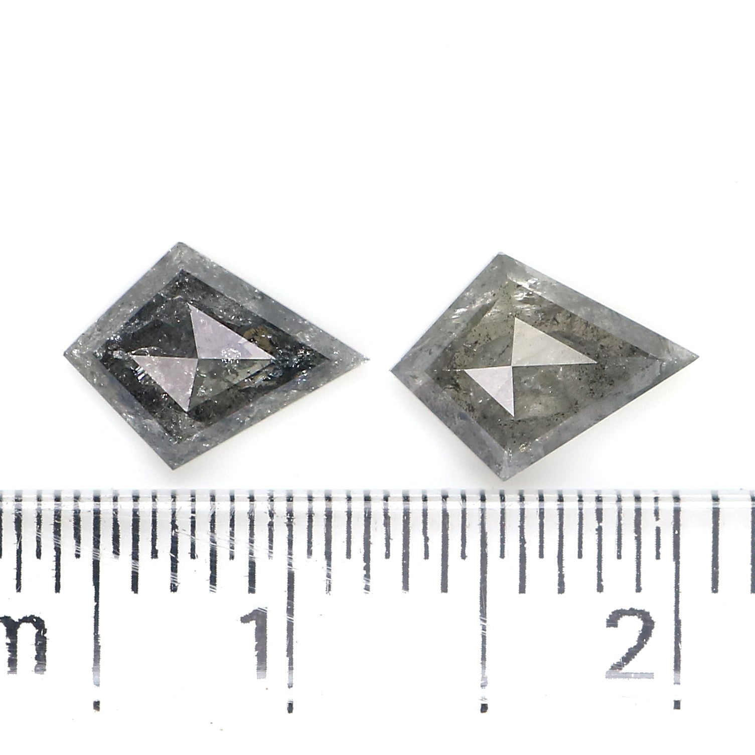 1.37 CT Natural Loose Kite Cut Pair Diamond Salt And Pepper Kite Shape Diamond 7.95 MM Natural Black Grey Color Kite Rose Cut Diamond LQ2145