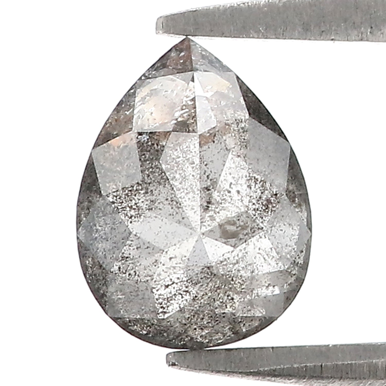 1.83 CT Natural Loose Pear Shape Diamond Salt And Pepper Pear Cut Diamond 8.80 MM Natural Black Grey Color Pear Rose Cut Diamond LQ3299