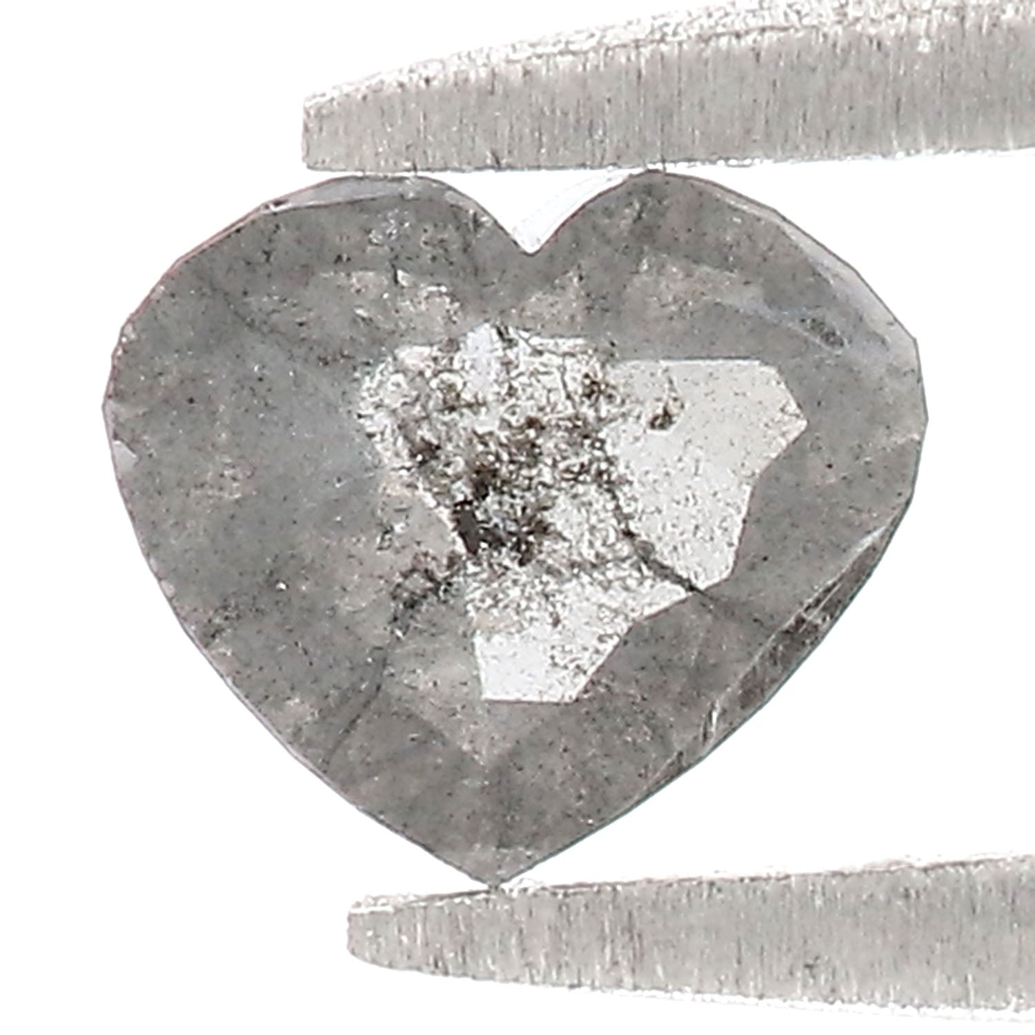 0.49 Ct Natural Loose Heart Shape Diamond Salt And Pepper Heart Diamond 4.85 MM Natural Black Grey Diamond Heart Rose Cut Diamond QL1633