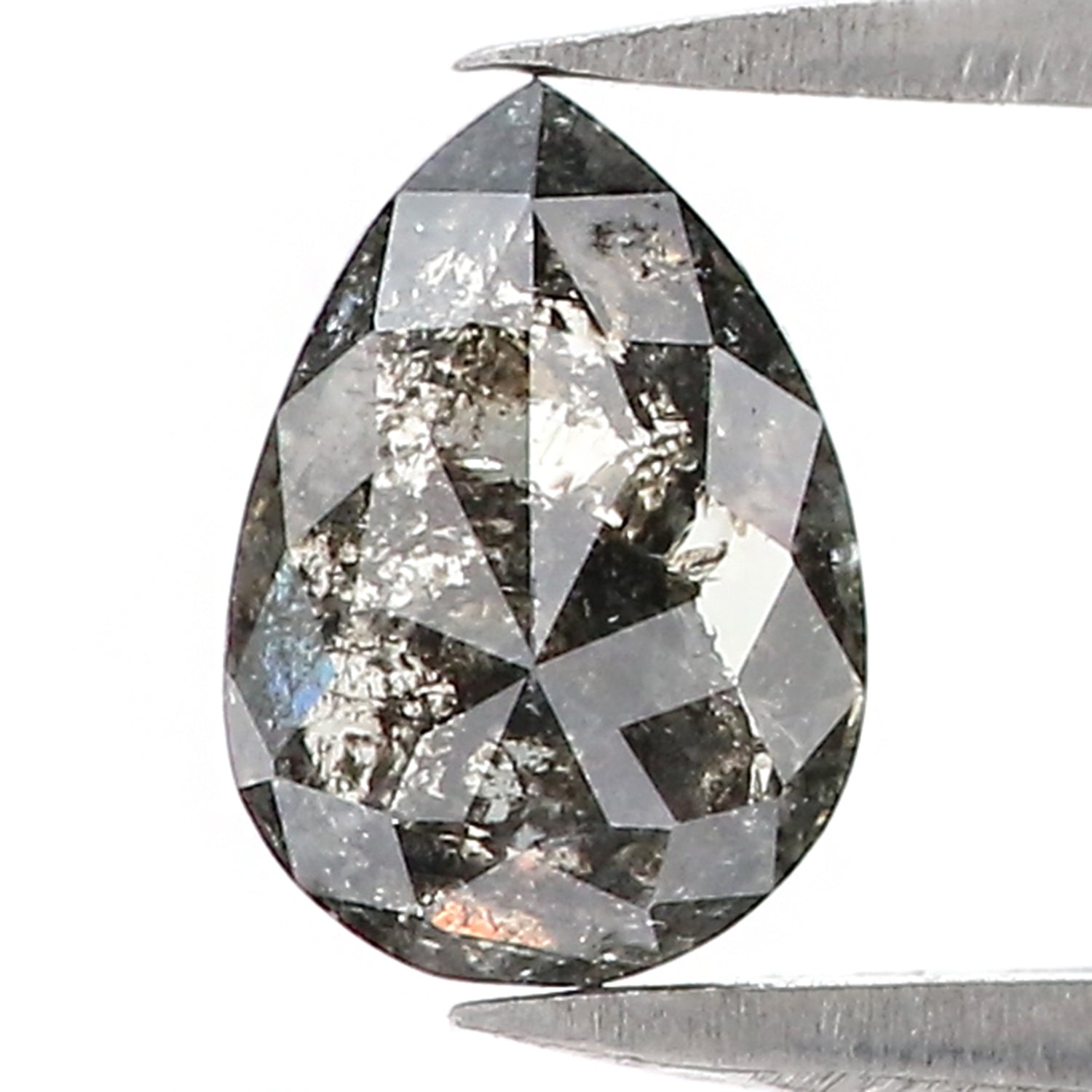 0.97 CT Natural Loose Pear Shape Diamond Salt And Pepper Pear Cut Diamond 7.55 MM Natural Black Grey Color Pear Rose Cut Diamond LQ3195