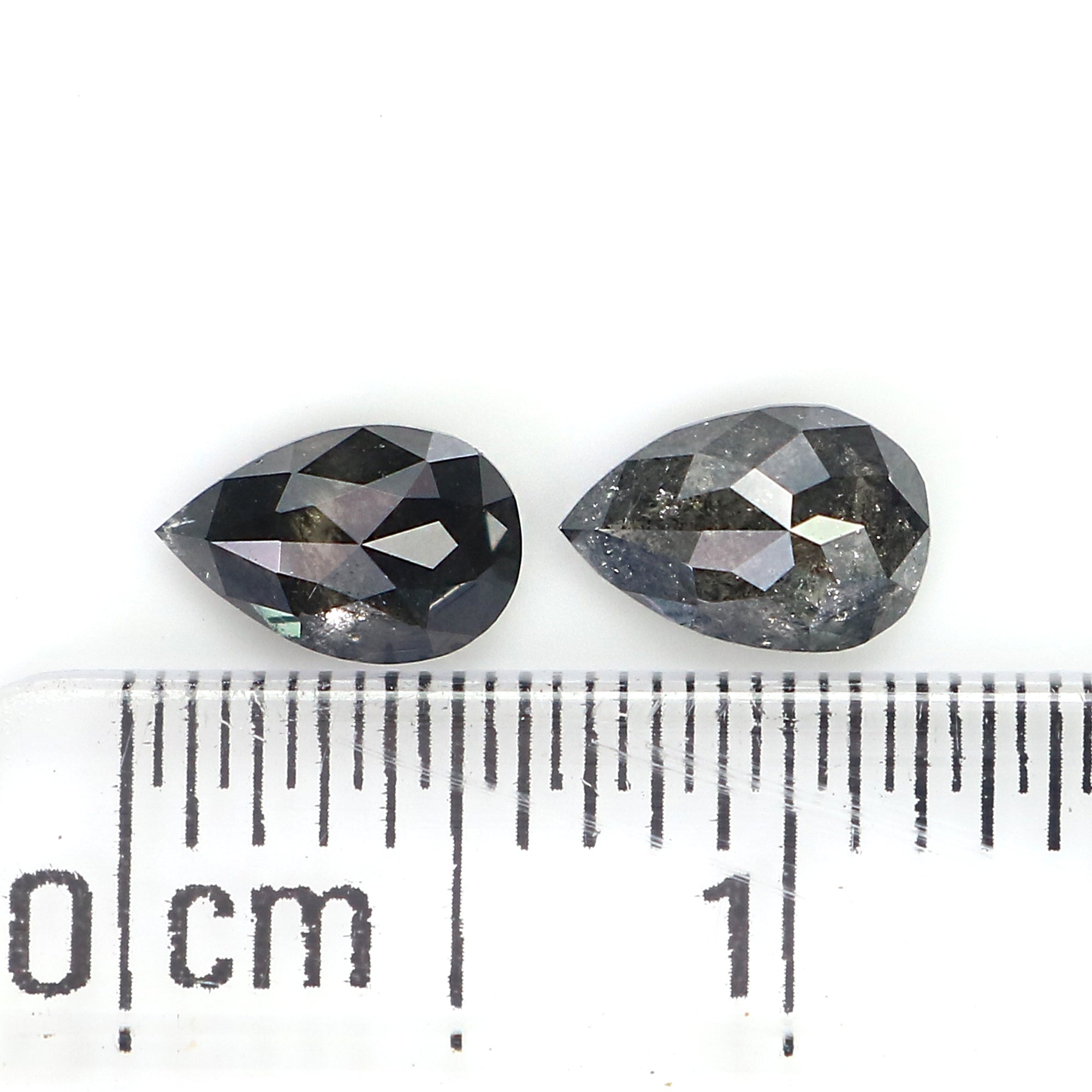 0.67 CT Natural Loose Pear Cut Pair Diamond Salt And Pepper Pear Shape Diamond 5.55 MM Natural Black Grey Color Pear Rose Cut Diamond LQ2455