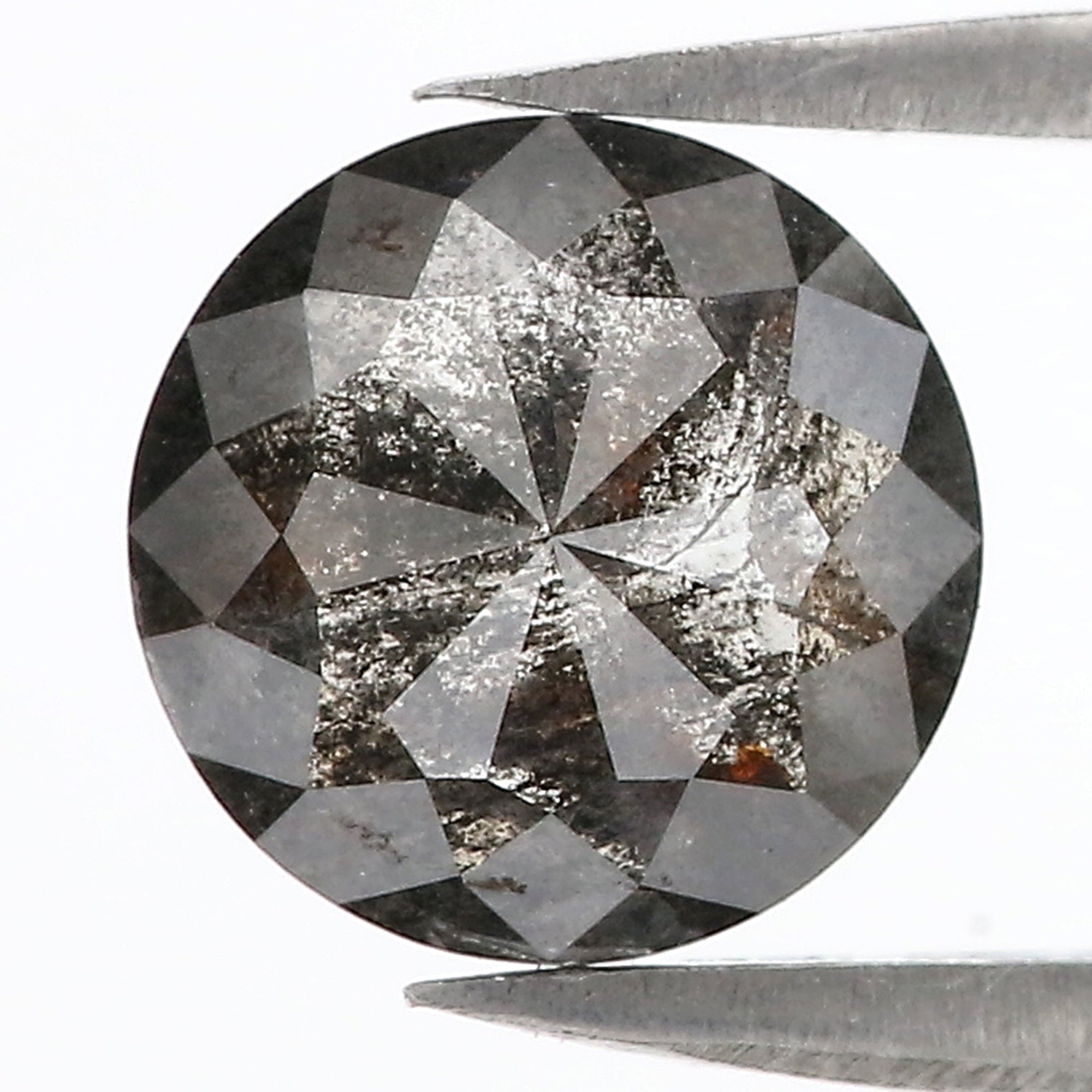 1.91 CT Natural Loose Round Rose Cut Diamond Salt And Pepper Round Diamond 8.05 MM Natural Loose Black Grey Color Rose Cut Diamond LC53