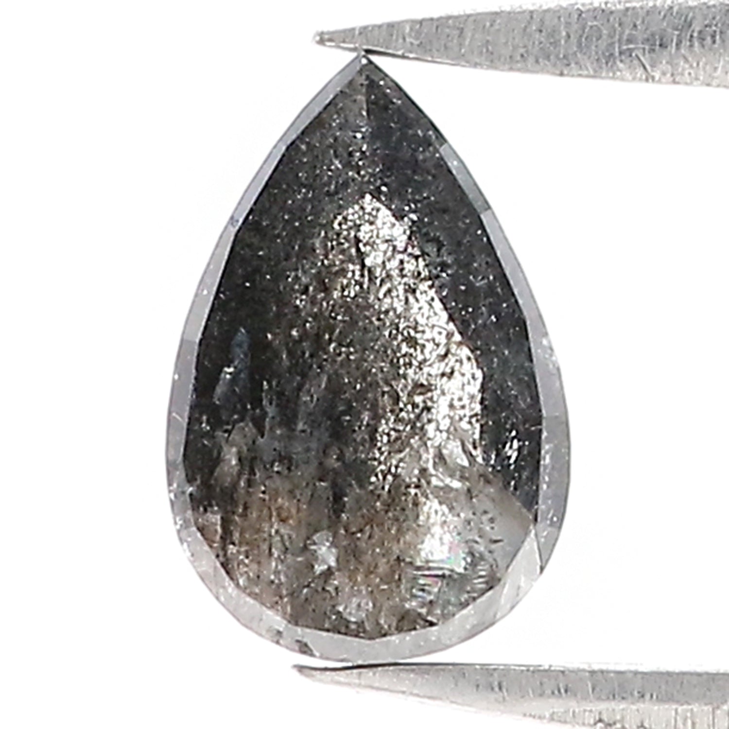 0.86 CT Natural Loose Pear Shape Diamond Salt And Pepper Pear Rose Cut Diamond 7.80 MM Natural Black Grey Color Pear Shape Diamond QL168