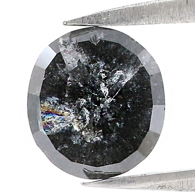 1.88 CT Natural Loose Oval Shape Diamond Black Color Oval Cut Diamond 7.60 MM Natural Loose Black Color Diamond Oval Rose Cut Diamond QK1713