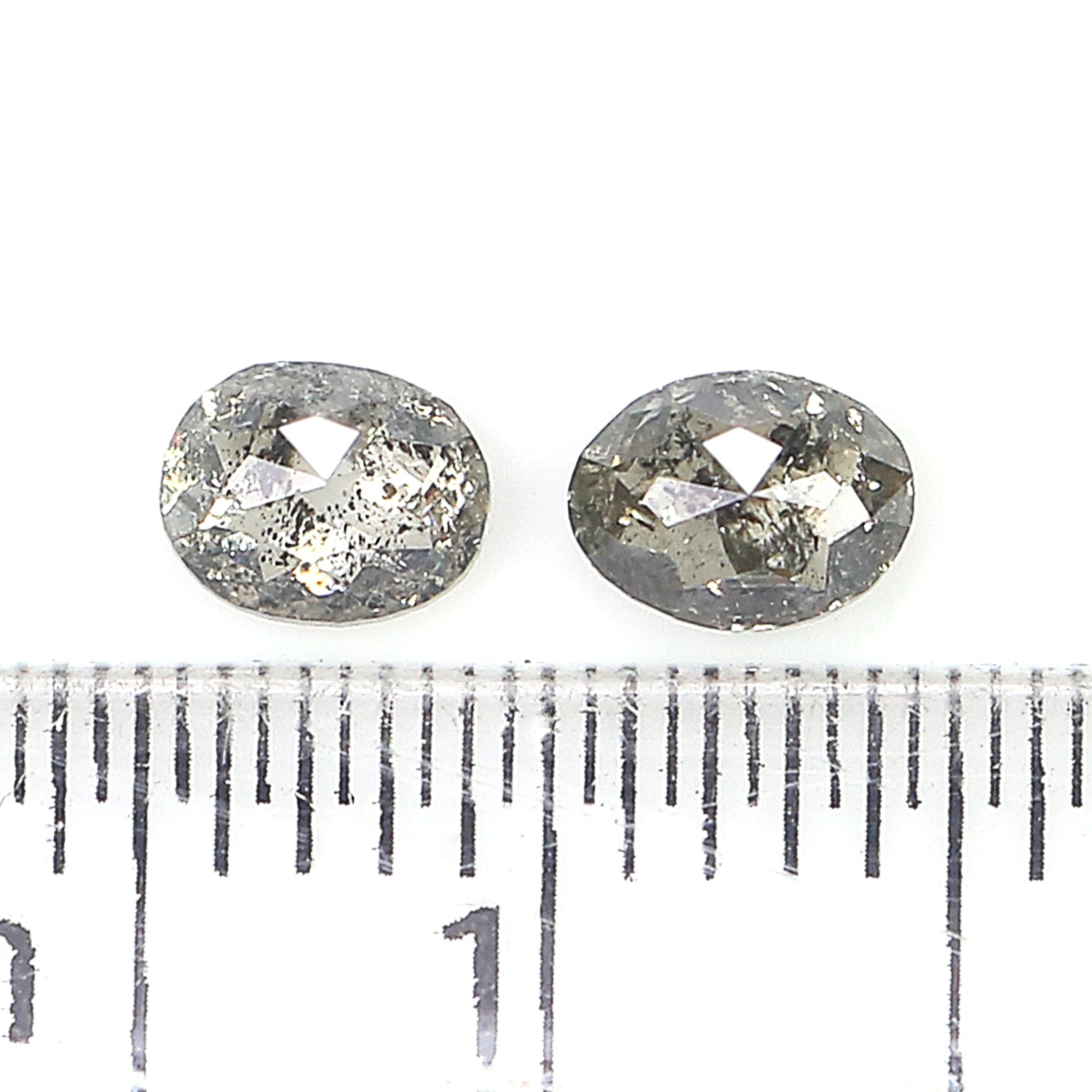 0.44 CT Natural Loose Oval Cut Pair Diamond Salt And Pepper Oval Shape Diamond 4.25 MM Natural Loose Black Grey Oval Rose Cut Diamond LQ3248