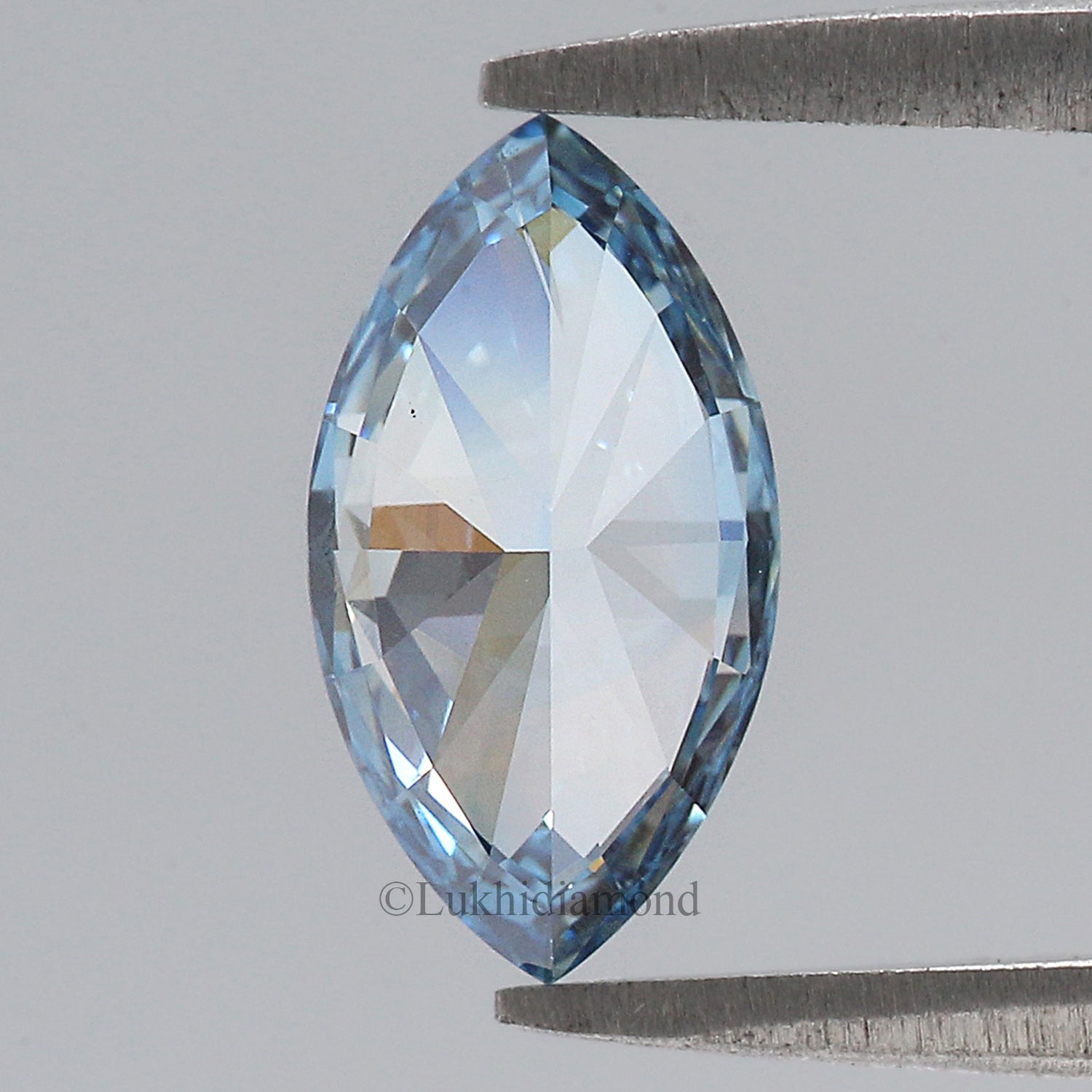 1.11 CT IGI Certified Marquise Modified Brilliant Cut Fancy Vivid Greenish Blue Color SI1 Clarity Diamond CVD Lab Created Diamond L3227