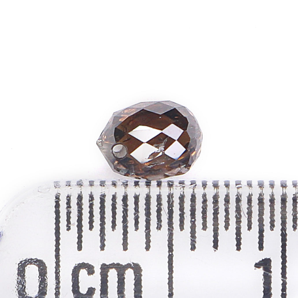 0.48 Ct Natural Loose Briolette Shape Diamond Brown Color Drop Diamond 4.60 MM Natural Loose Brown Color Briolette Rose Cut Diamond LQ9259