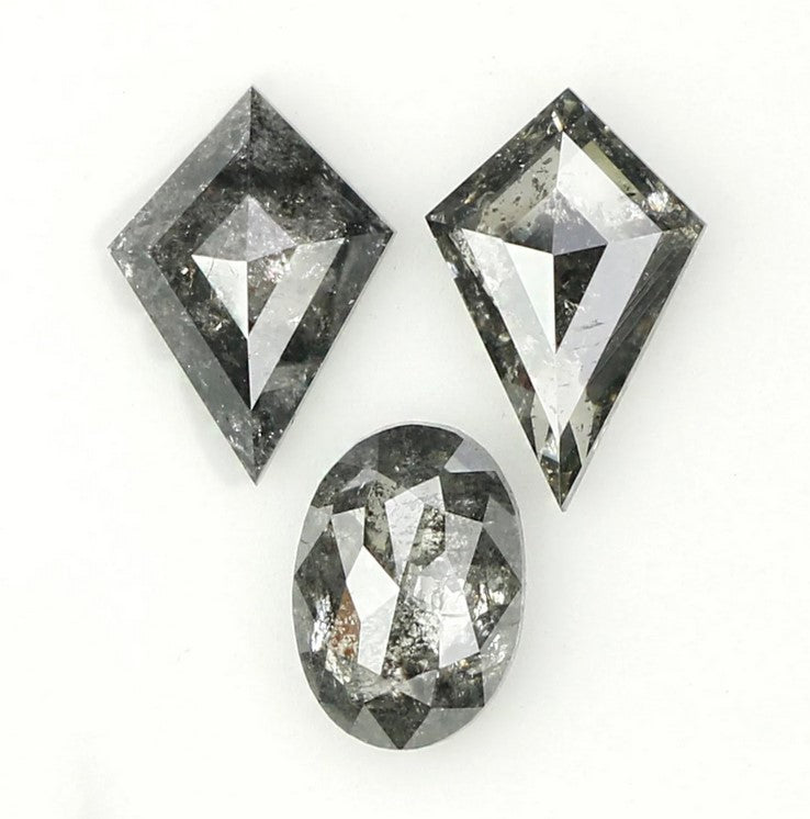 1.12 Ct Natural Loose Mix Shape Diamond Salt And Pepper Mix Shape Diamond 6.00 MM Natural Loose Black Grey Color Mix Shape Diamond KDL712