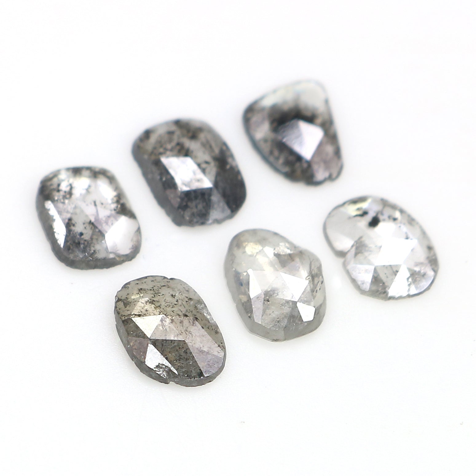 1.34 Ct Natural Loose Slice Cut Diamond Salt And Pepper Uncut Diamond 5.85 MM Natural Diamond Black Grey Color Irregular Cut Diamond LQ3069