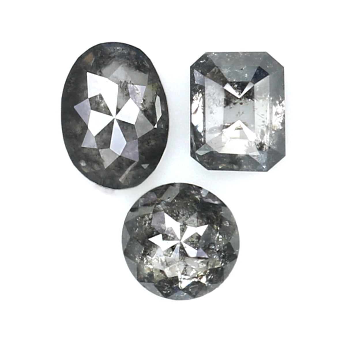 0.94 CT Natural Loose Mix Shape Diamond Salt And Pepper Mix Shape Diamond 4.10 MM Natural Black Grey Color Mix Shape Rose Cut Diamond LQ195