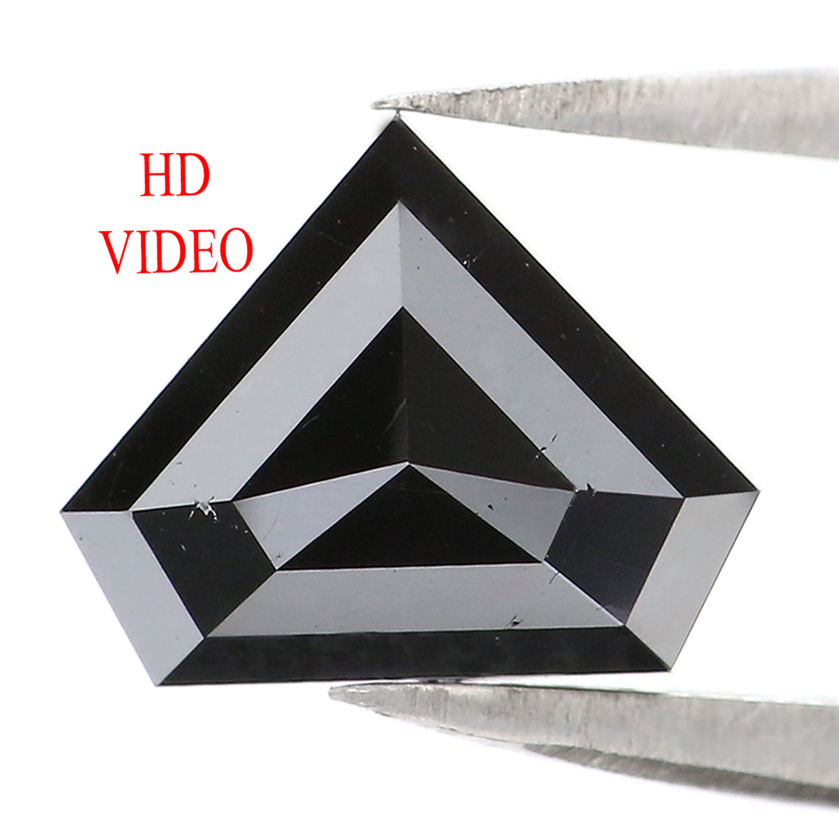 2.08 CT Natural Loose Shield Shape Diamond Black Color Shield Rose Cut Diamond 7.55 MM Natural Loose Shield Shape Black Color Diamond LQ9188