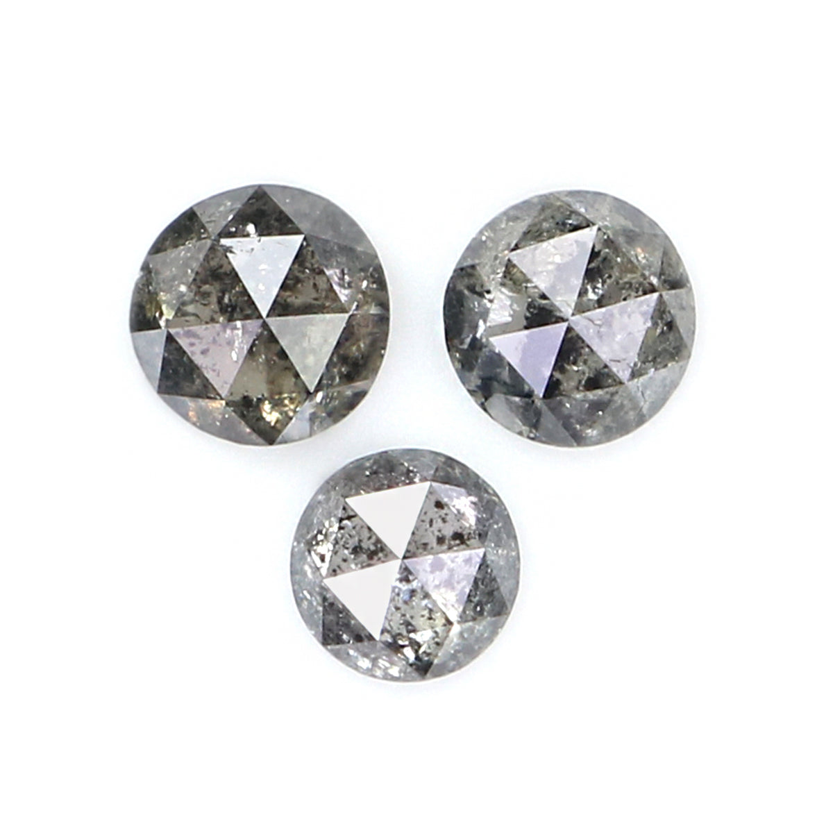 Natural Loose Rose Cut Salt And Pepper Diamond Black Grey Color 0.73 CT 3.50 MM Round Rose Cut Shape Diamond KR2033